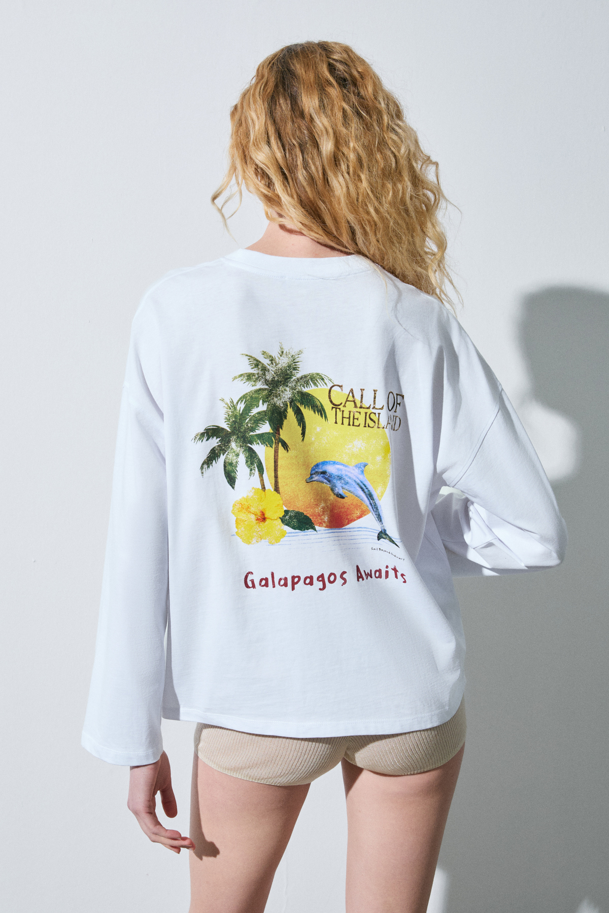 GRIMELANGE VIRENA Kadını %100 Pamuklu Baskı Ve Nakış Detaylı Uzun Kollu Beyaz T-Shirt