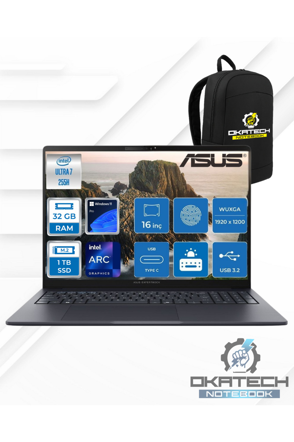 ASUS EXPERTBOOK B5 INTEL CORE ULTRA 7 255H AI 32 GB DDR5 1 TB SSD