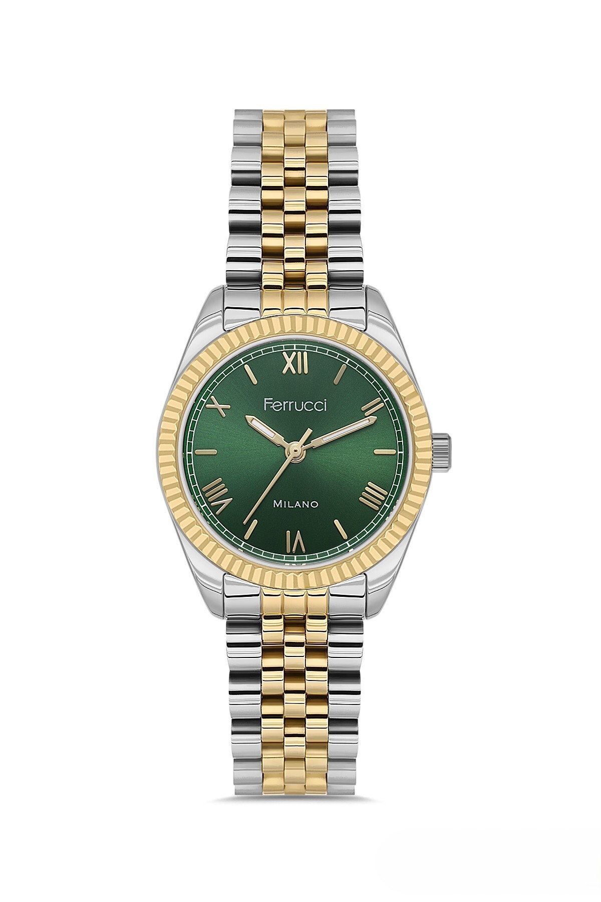 Ferrucci  Rolex Kasa Takvimli İçi Yeşil Kadın Kol Saati - Görsel 4