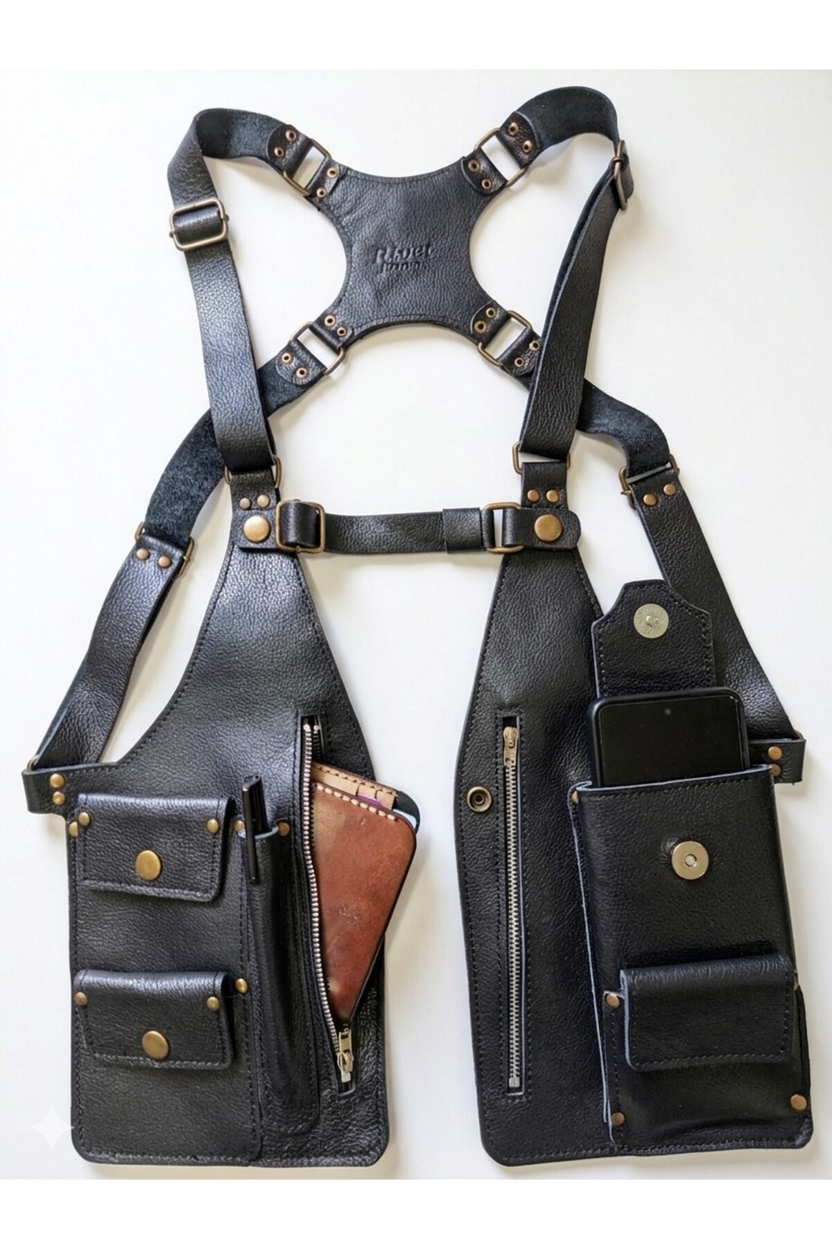 RİVET Hakiki,deri,holster bag, yelek,telefon,cüzdan,kartlık,cepken ...