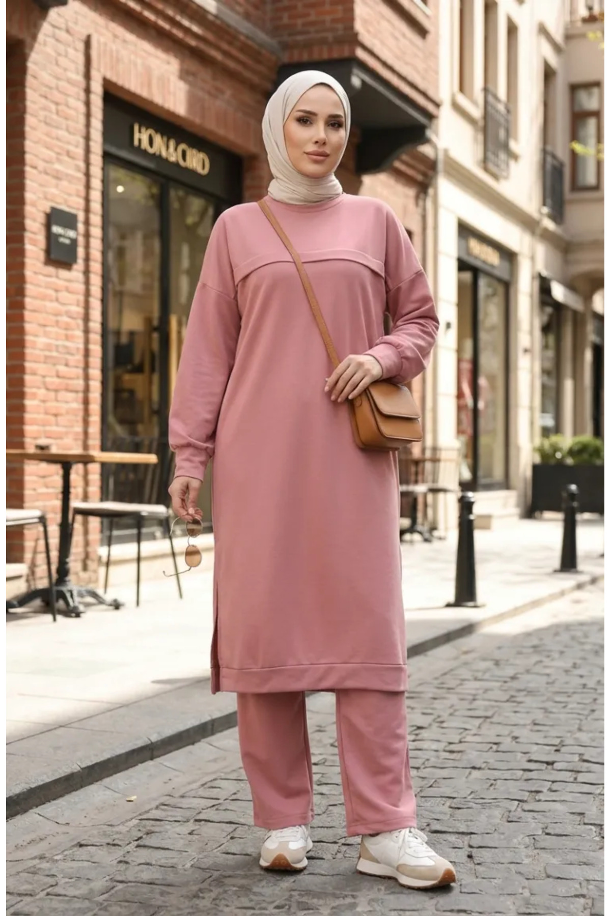 sefamerve Two Thread Tunic Pants Double Suit 0549-01 Dusty Rose