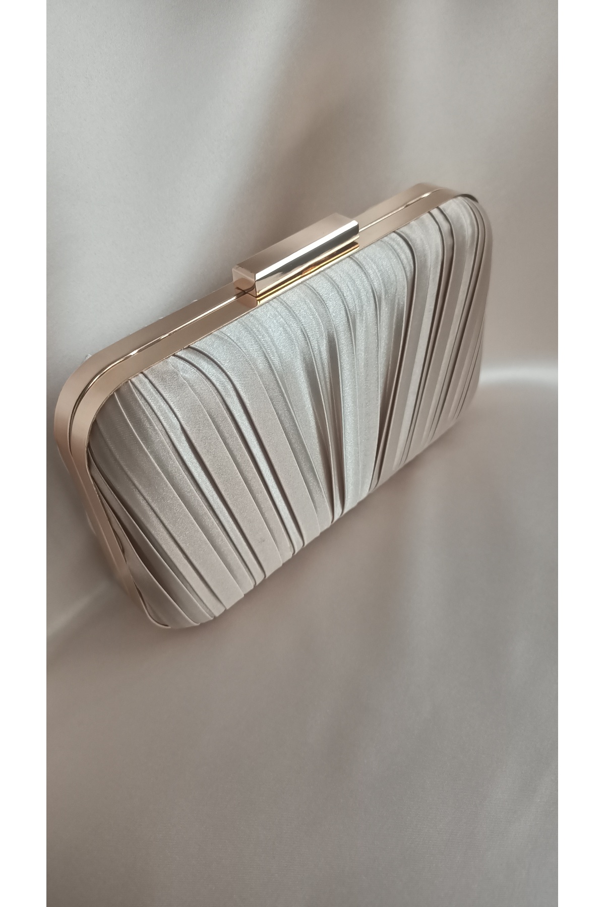 Gül karatekin gk Kadın Koyu Bej Özel Tasarım Pilise Model Zincirli Abiye Çanta,Düğün Davet Nişan Clutch Portföy Çanta görsel 8