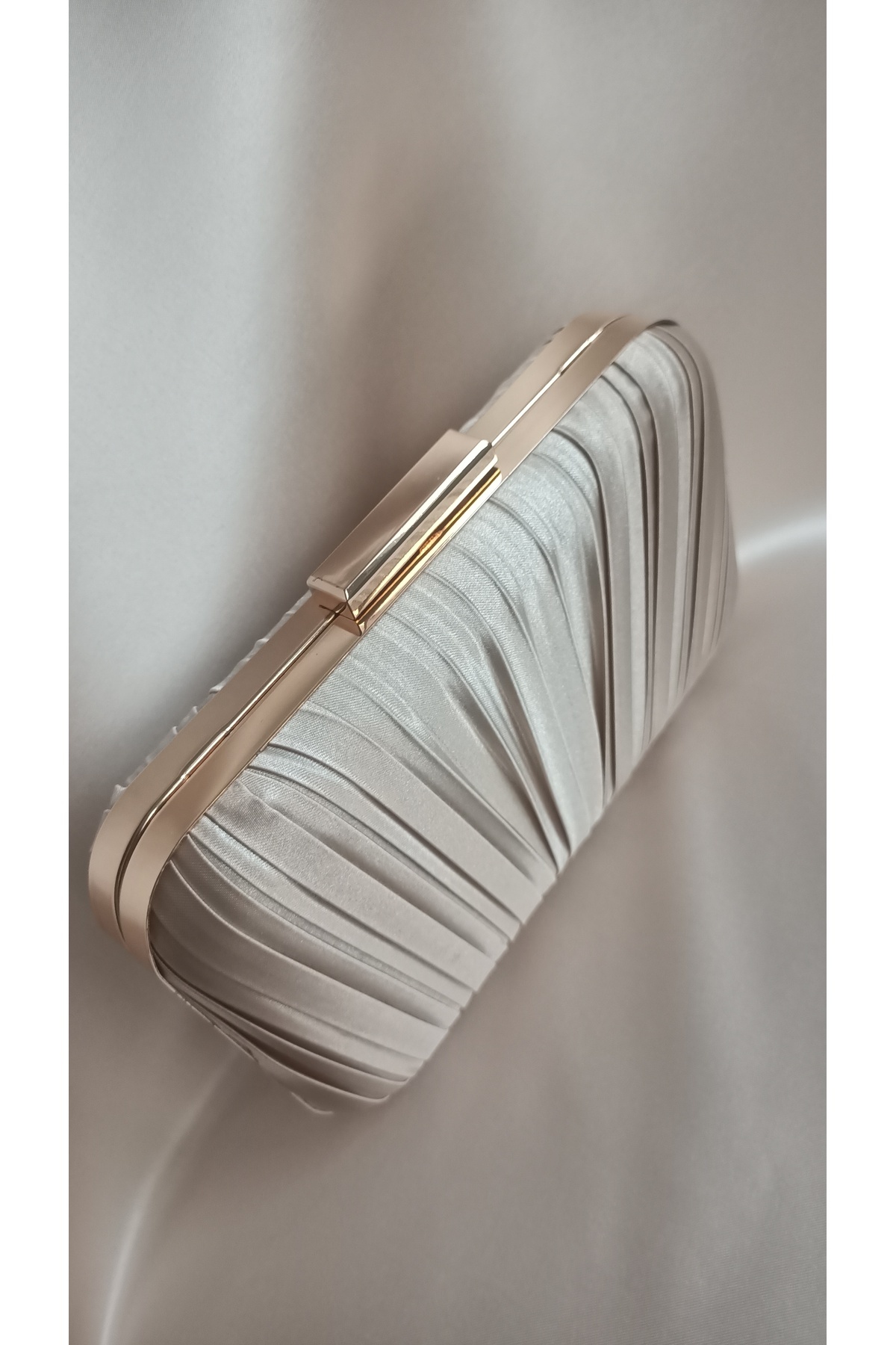 Gül karatekin gk Kadın Koyu Bej Özel Tasarım Pilise Model Zincirli Abiye Çanta,Düğün Davet Nişan Clutch Portföy Çanta görsel 7