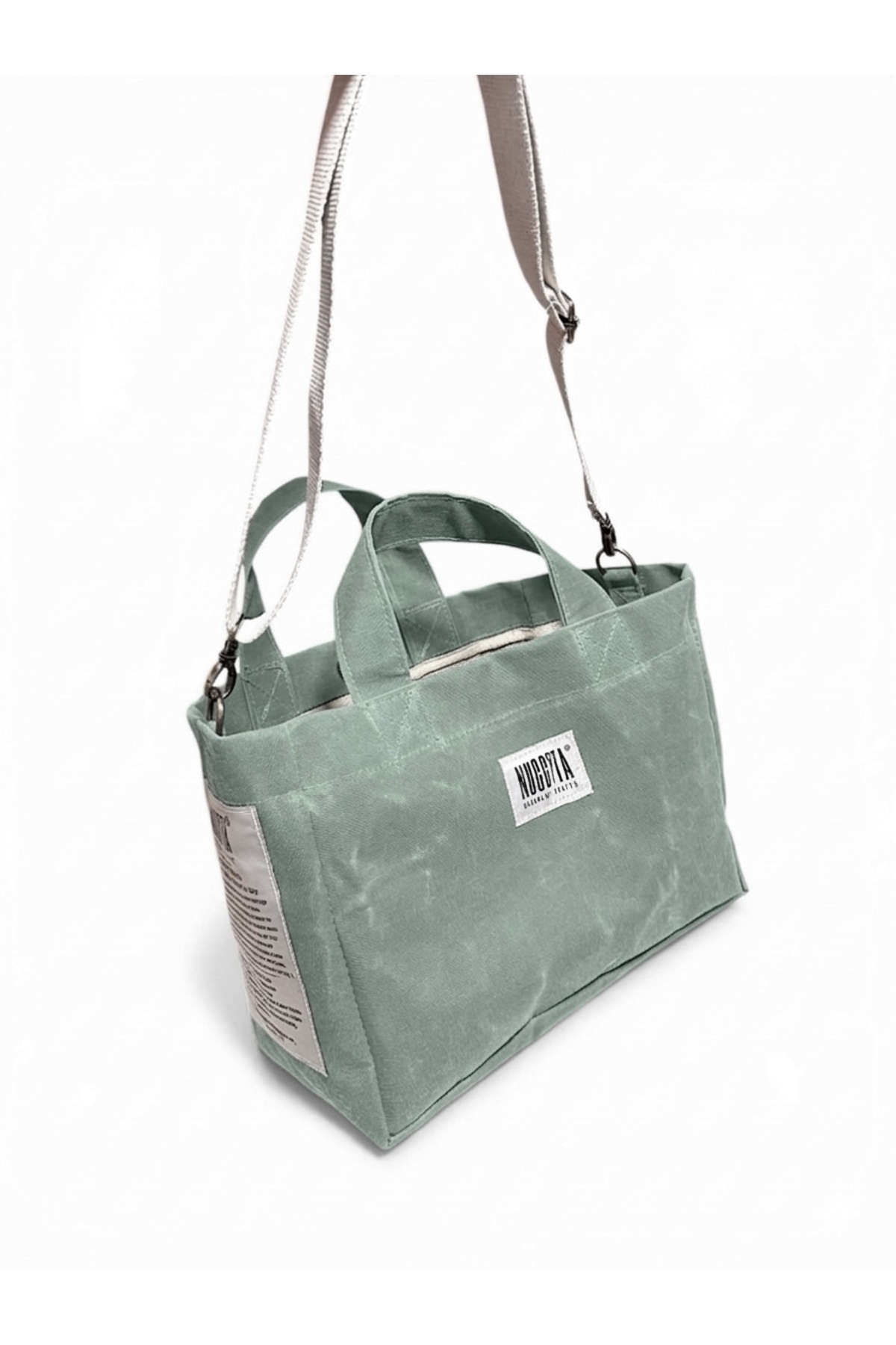 Nuggita Standard Size Mint Piping Detailed Waxed Canvas Bag