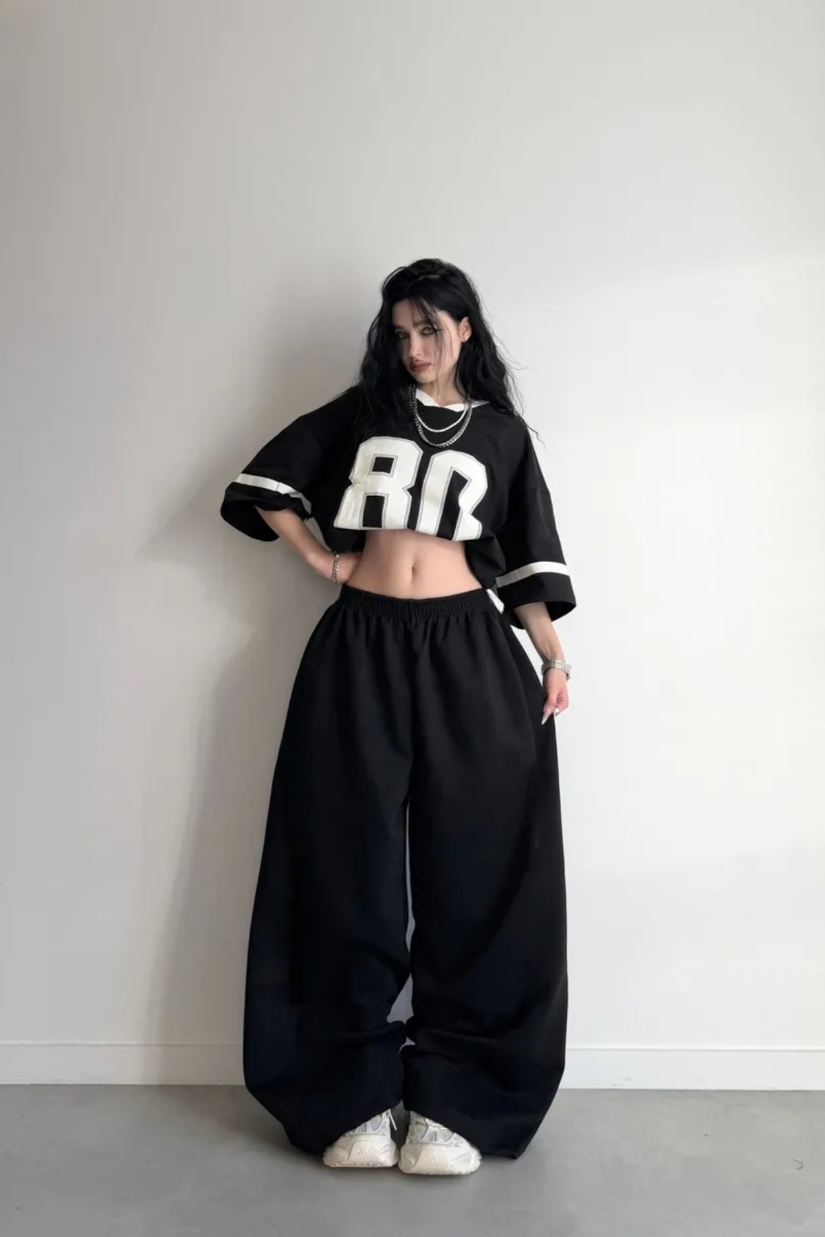 vladivosto Ekstra Uzun Yazlık Bol Paça Beli Lastikli Rahat Oversize Baggy Eşofman Altı görsel 2
