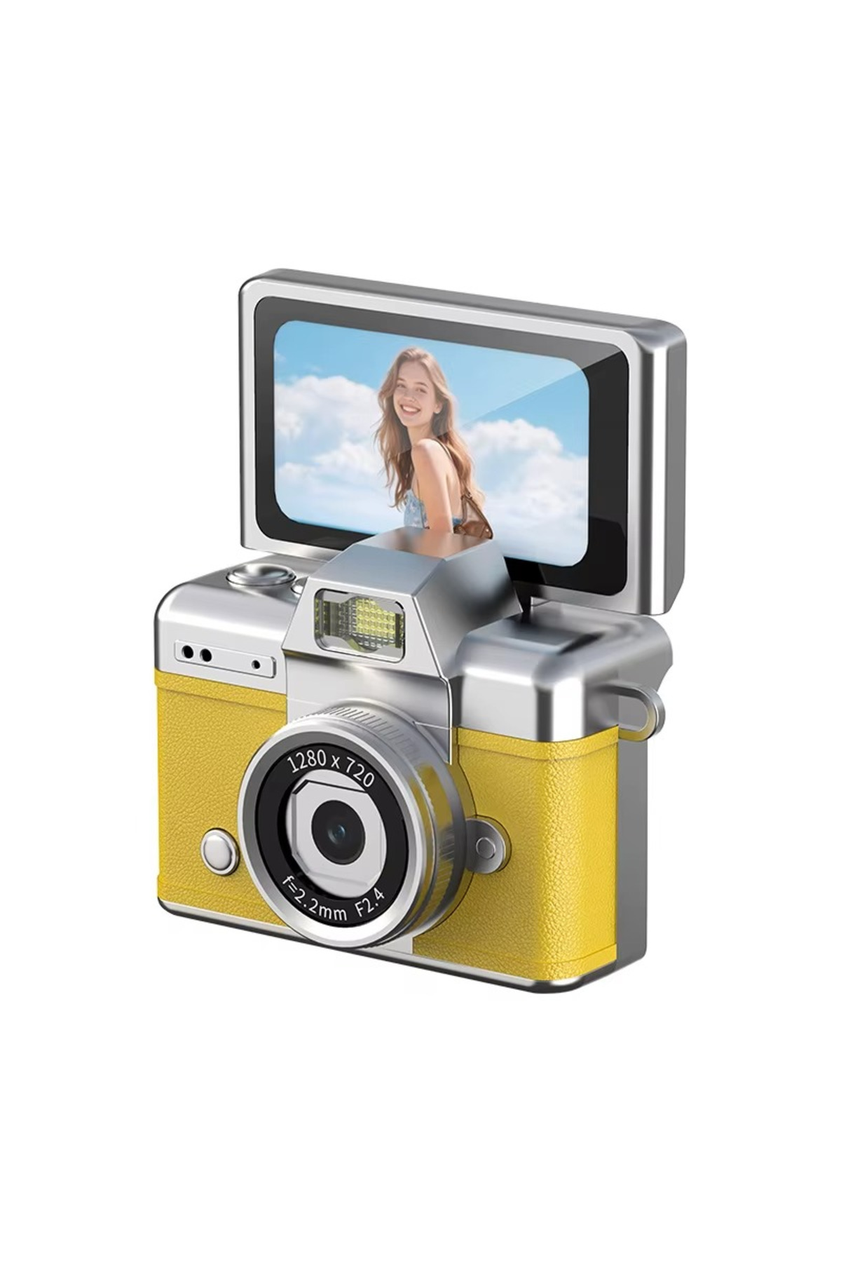TECHNOM Mini Retro Tasarım Yüksek Çözünürlüklü 1280x720 P HD Dönen Ekranlı Dijital Şarjlı Fotoğraf Makinası