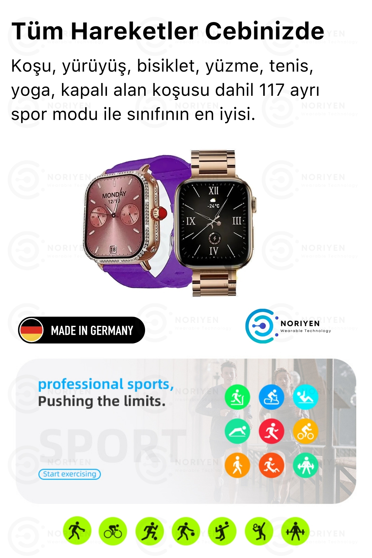Kadınlara Özel G10 Mini Taşlı Şık Tasarım Özel Seri Türkçe Menü iOS Android Uyumlu Kadın Akıllı Saat
