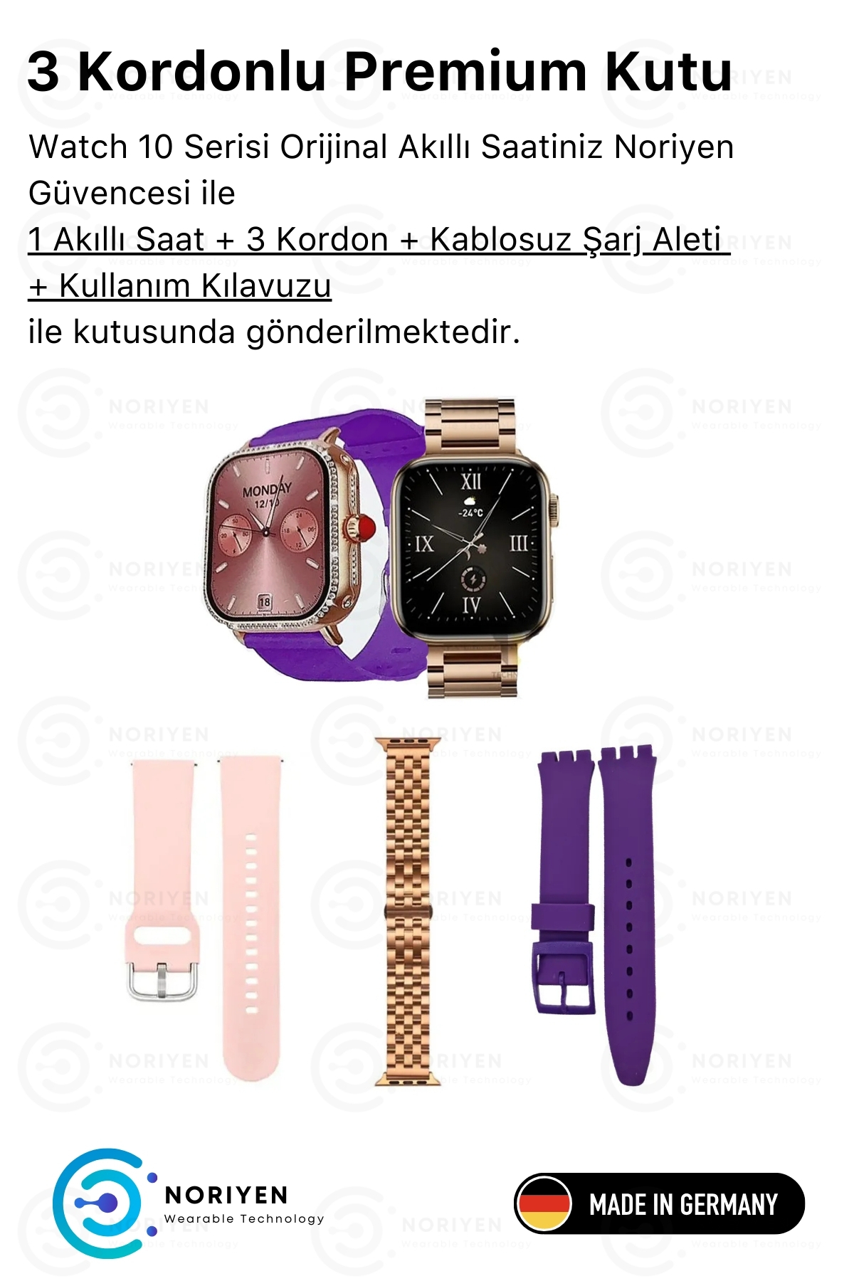 Kadınlara Özel G10 Mini Taşlı Şık Tasarım Özel Seri Türkçe Menü iOS Android Uyumlu Kadın Akıllı Saat