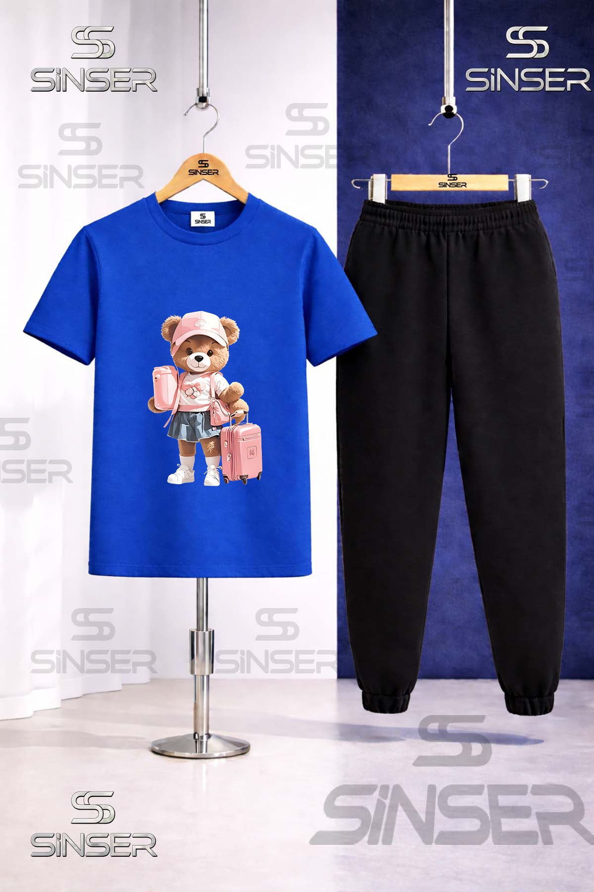 Kids BEAR valise GIRL printed T-shirt tracksuit