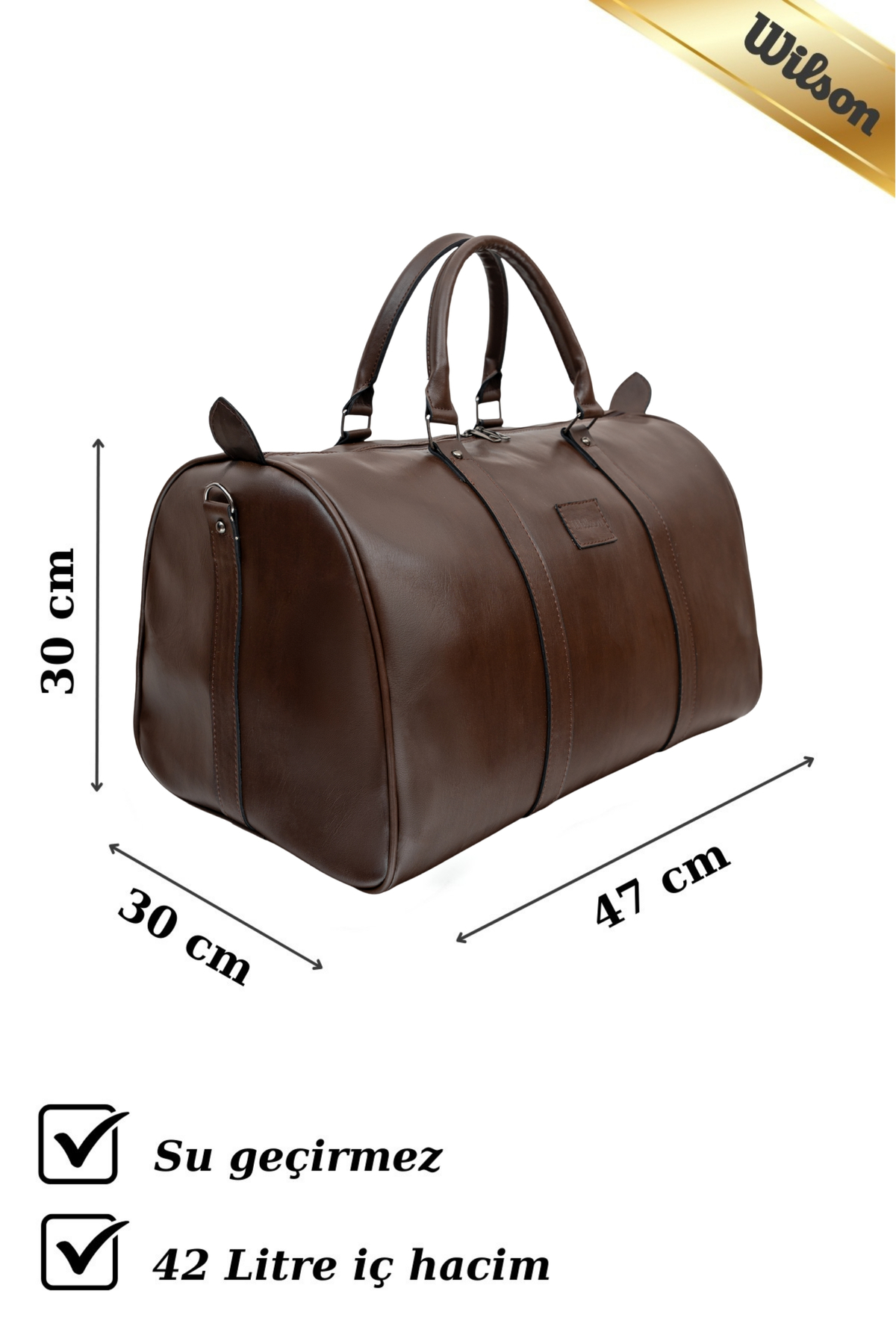 Wilson  Klasik Vegan Deri Unisex Seyahat Spor Hastane El ve Omuz Çantası Kabin Boy El Valizi Hostes Bavulu - Görsel 2