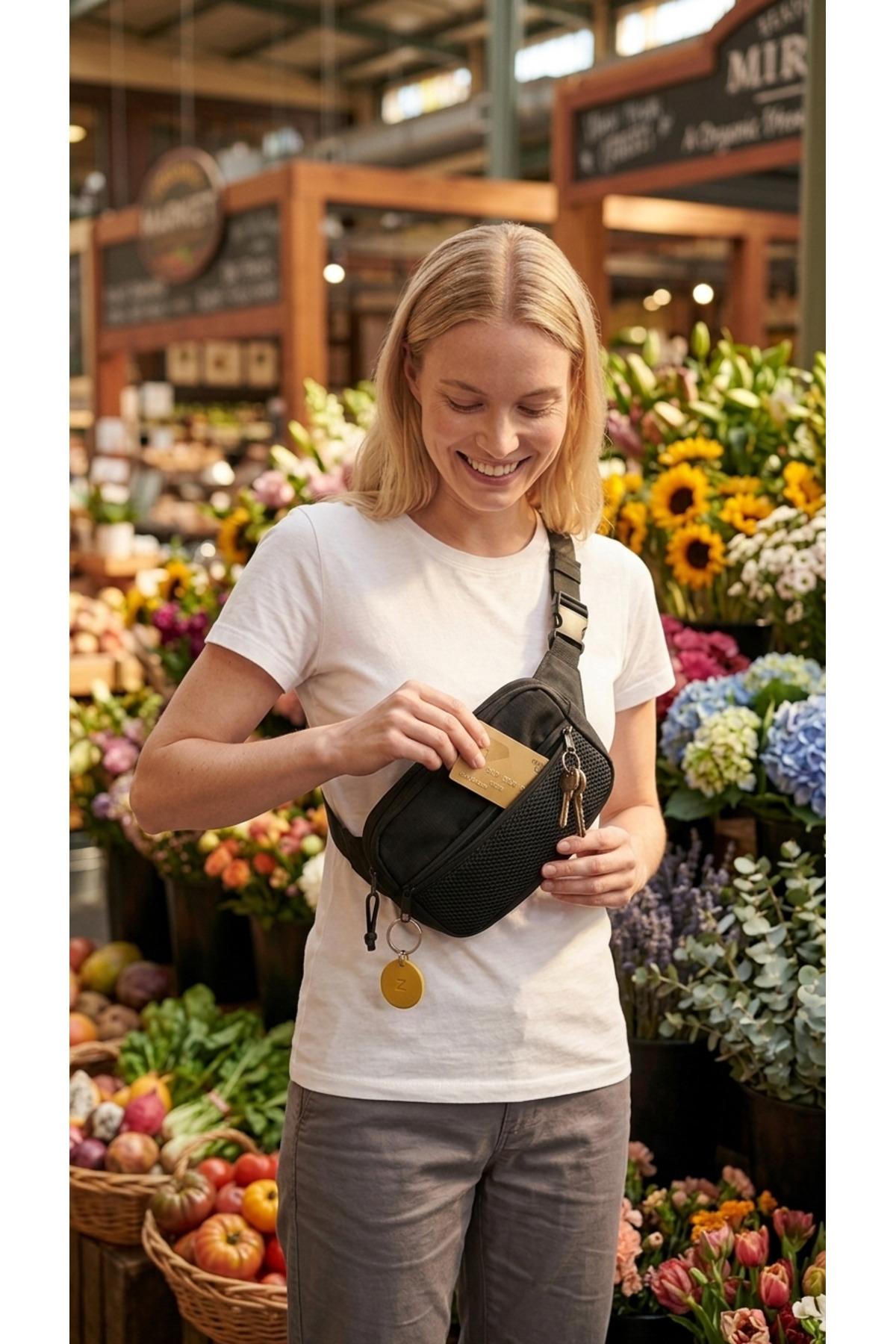 gampfa  Urban Bel ve Omuz Çantası Polycanvas Su Geçirmez Siyah - Görsel 4