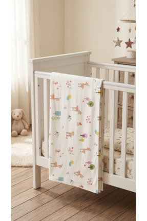 Baby Veil Çift Taraflı Bebek&Çocuk Battaniyesi %100 Pamuk Pazen Desenli 100x1...