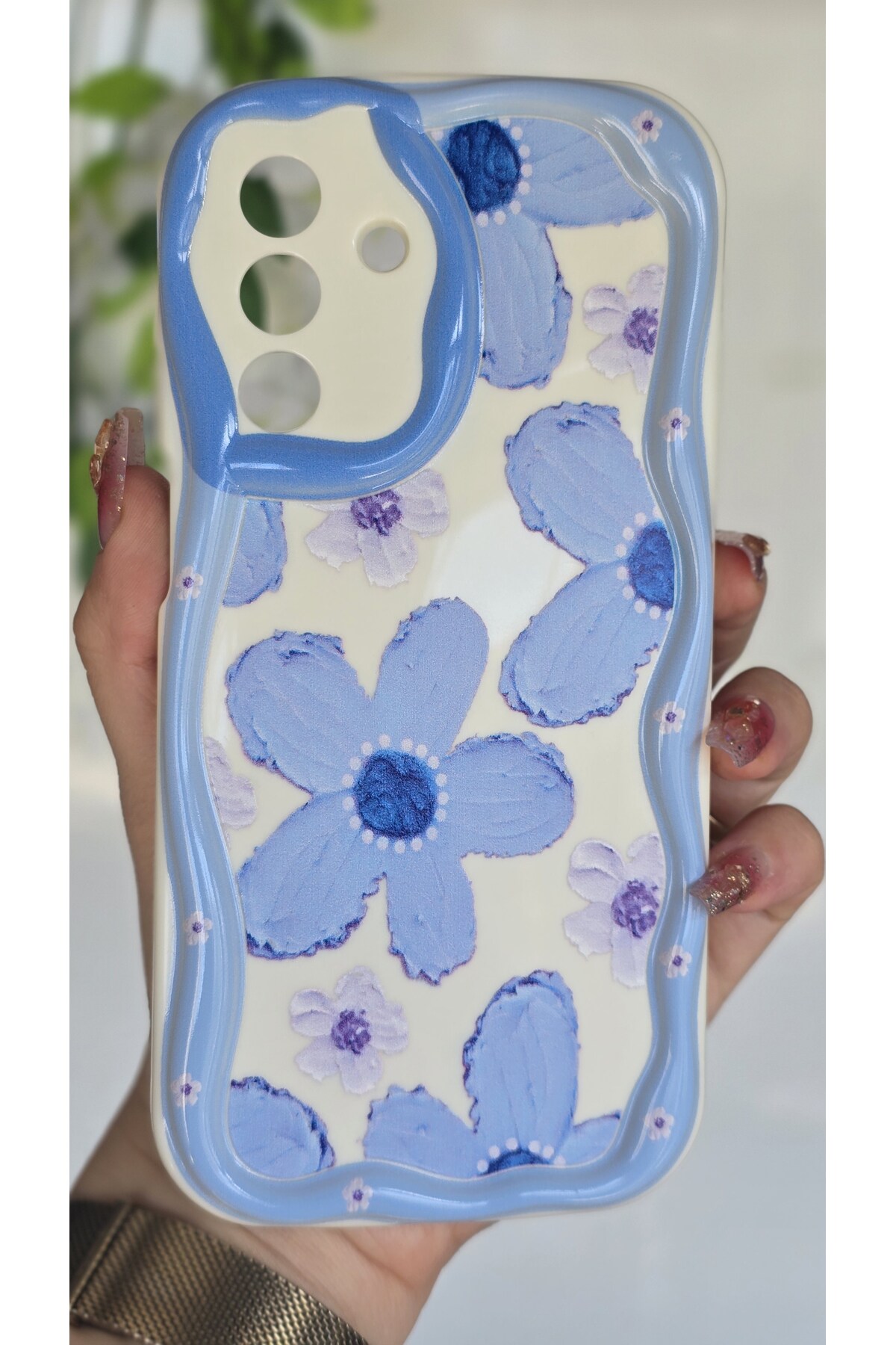 Samsung Galaxy A17 Case Pastel Blue Daisy Pattern Camera Protected Color Silicone Cover