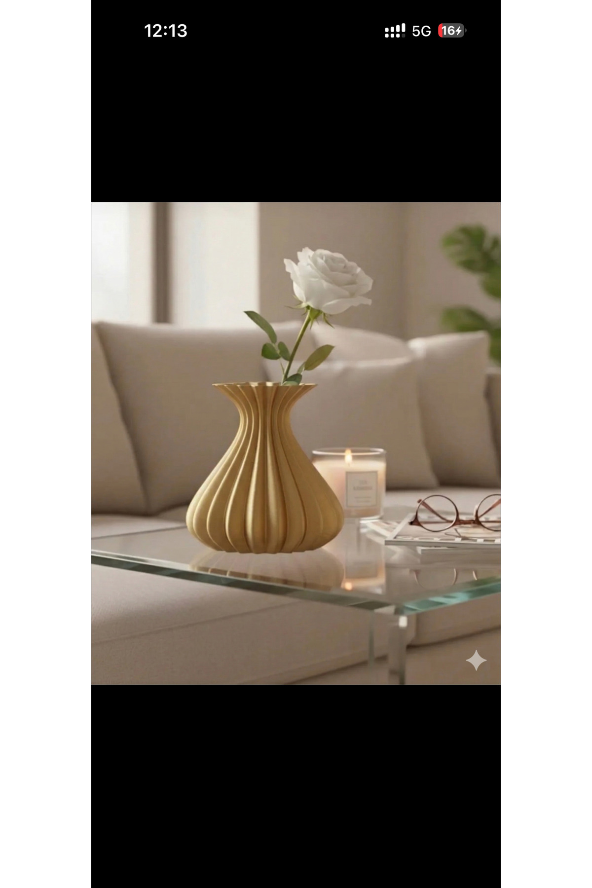 Vase Modern Aesthetic 3D Printing, Decorative, Matte Gold