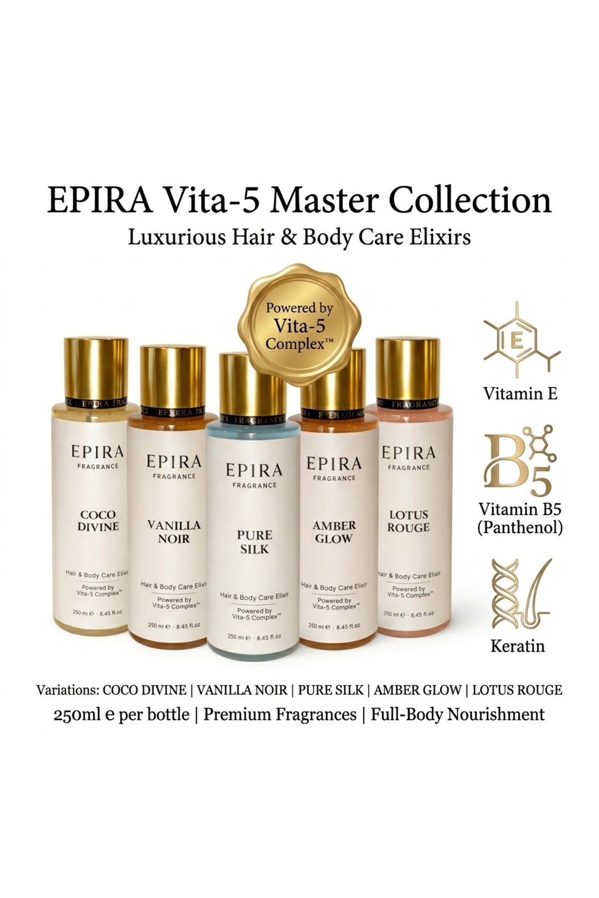 EPIRA Pure Silk Besleyici Saç ve Vücut Spreyi - Vita-5 Complex E, B5 ve Keratin ile İpeksi Dokunuş v — EPG-EF-BH-U-1201-04 — تصویر 3 از 4