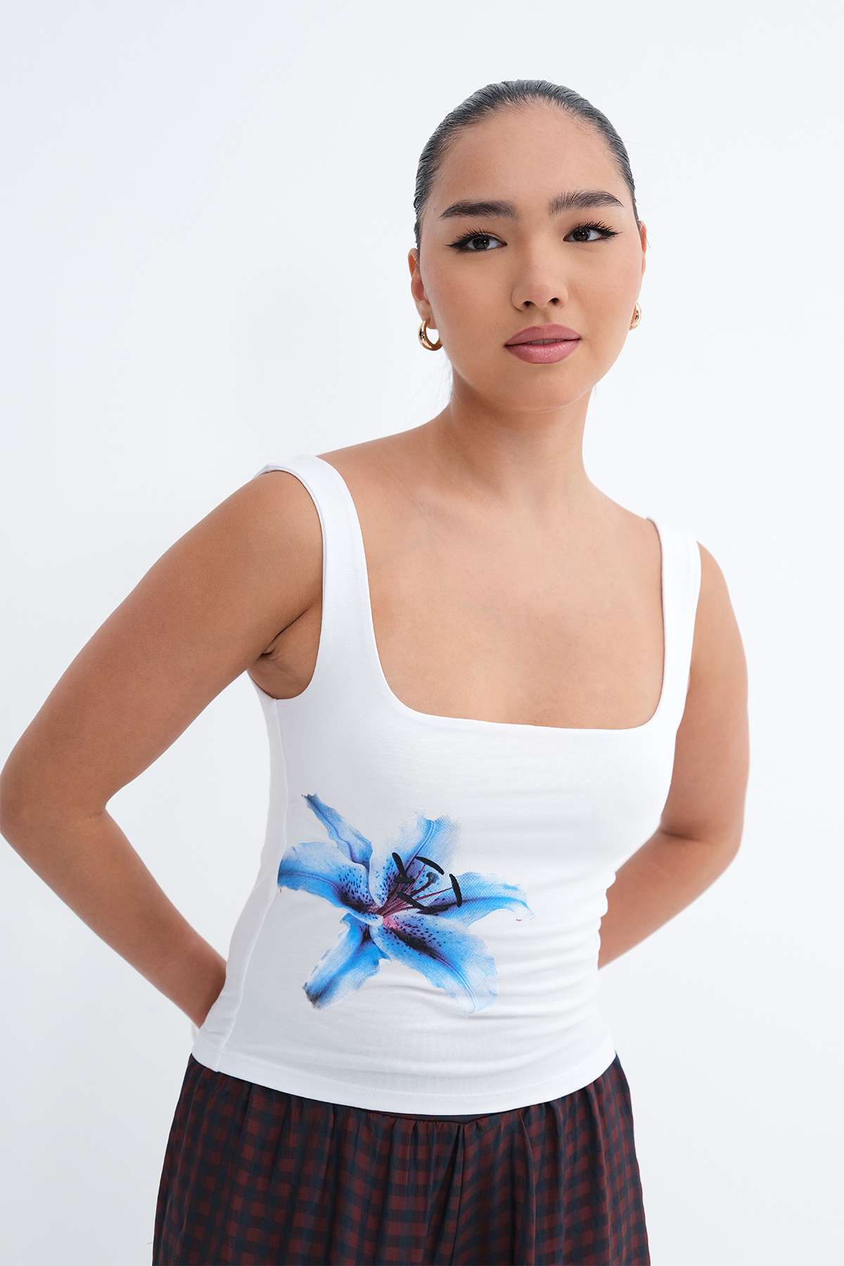 Addax Square Neck Printed Tank Top A1844- Trendyol