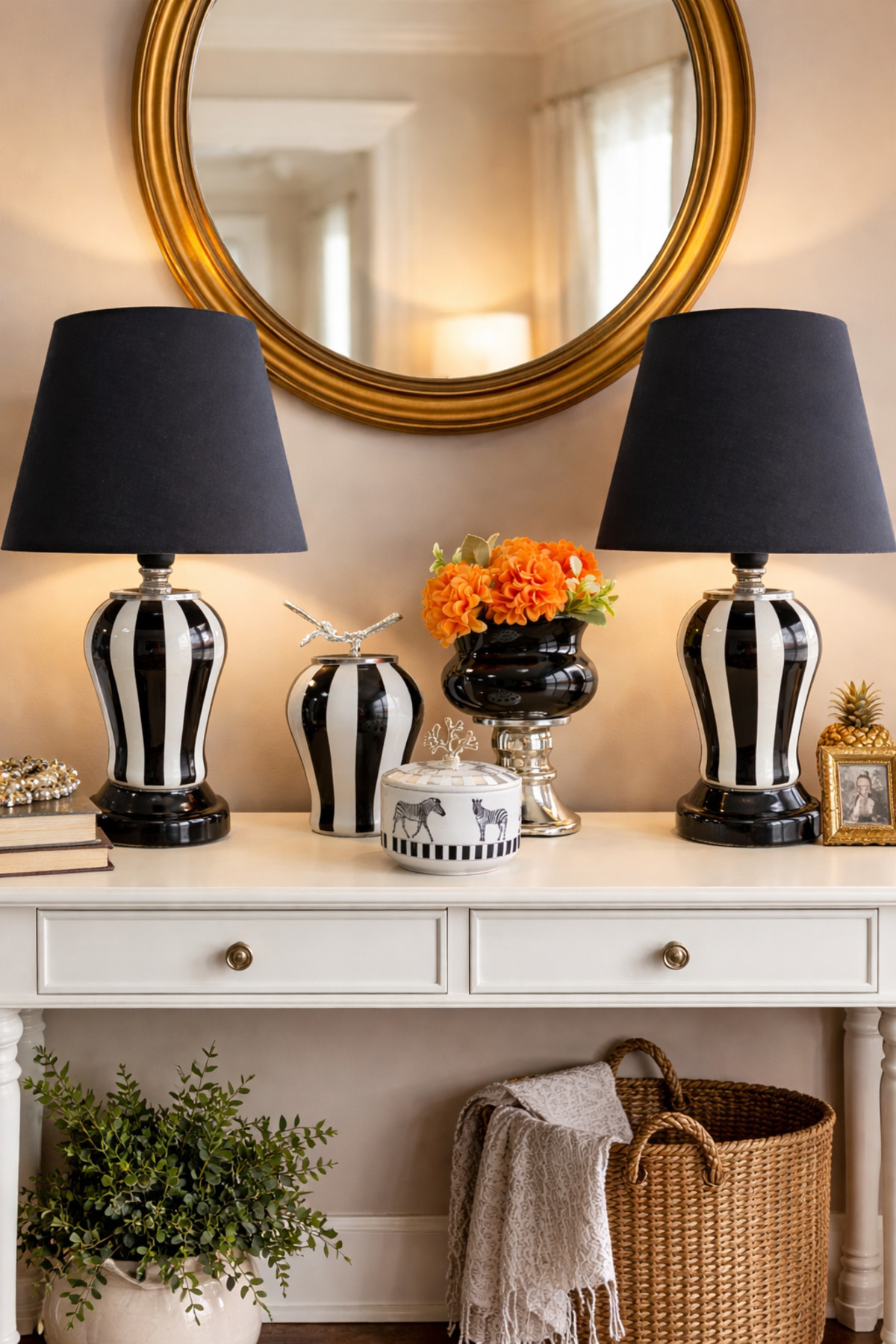 Living Room Set Lampshade Lighting Black Steep Line and Decorative Object Zebra Horse SILVER - Feray Home