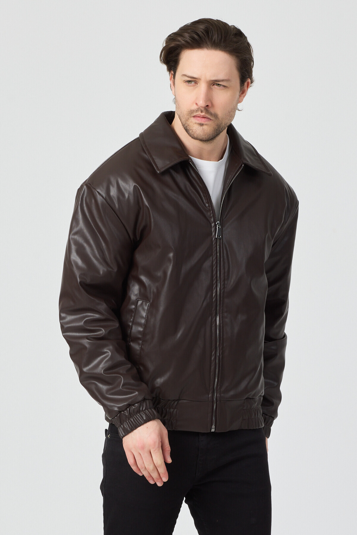 Danger  Erkek Limited Edition Deri Mont Ceket Kahverengi - Görsel 3