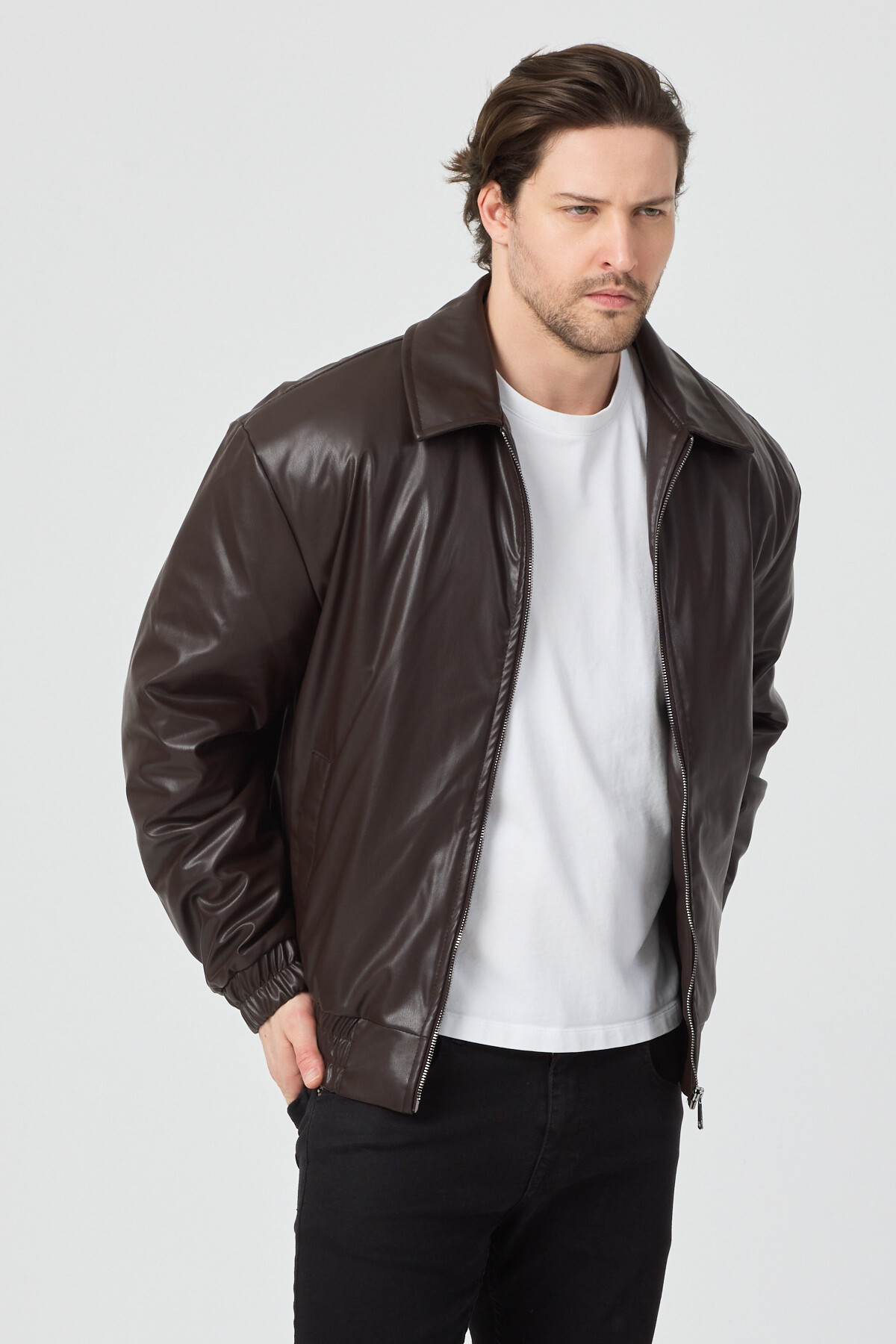 Danger  Erkek Limited Edition Deri Mont Ceket Kahverengi - Görsel 2