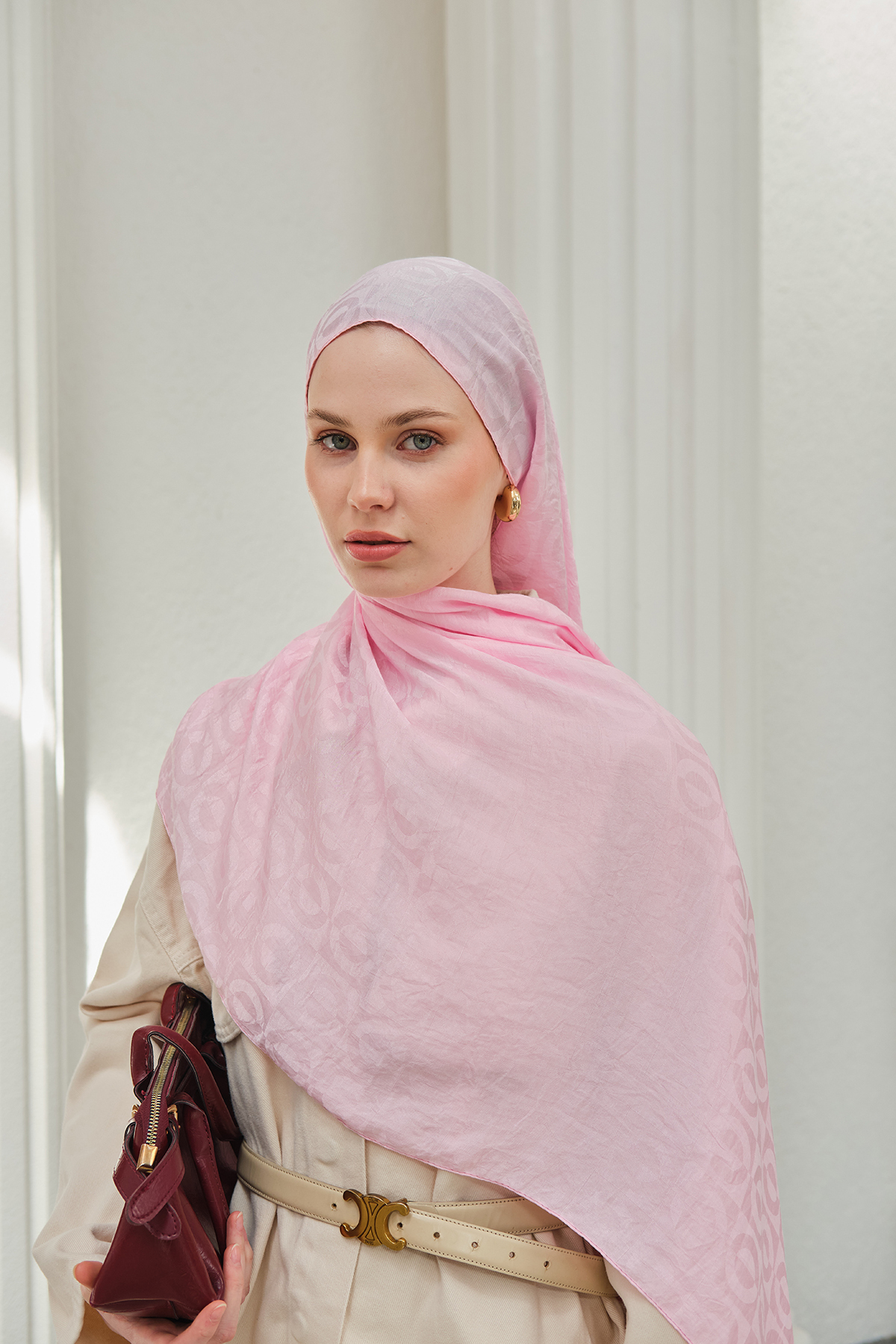 Geometric Pattern Cotton Ayrobin Jacquard Shawl Women