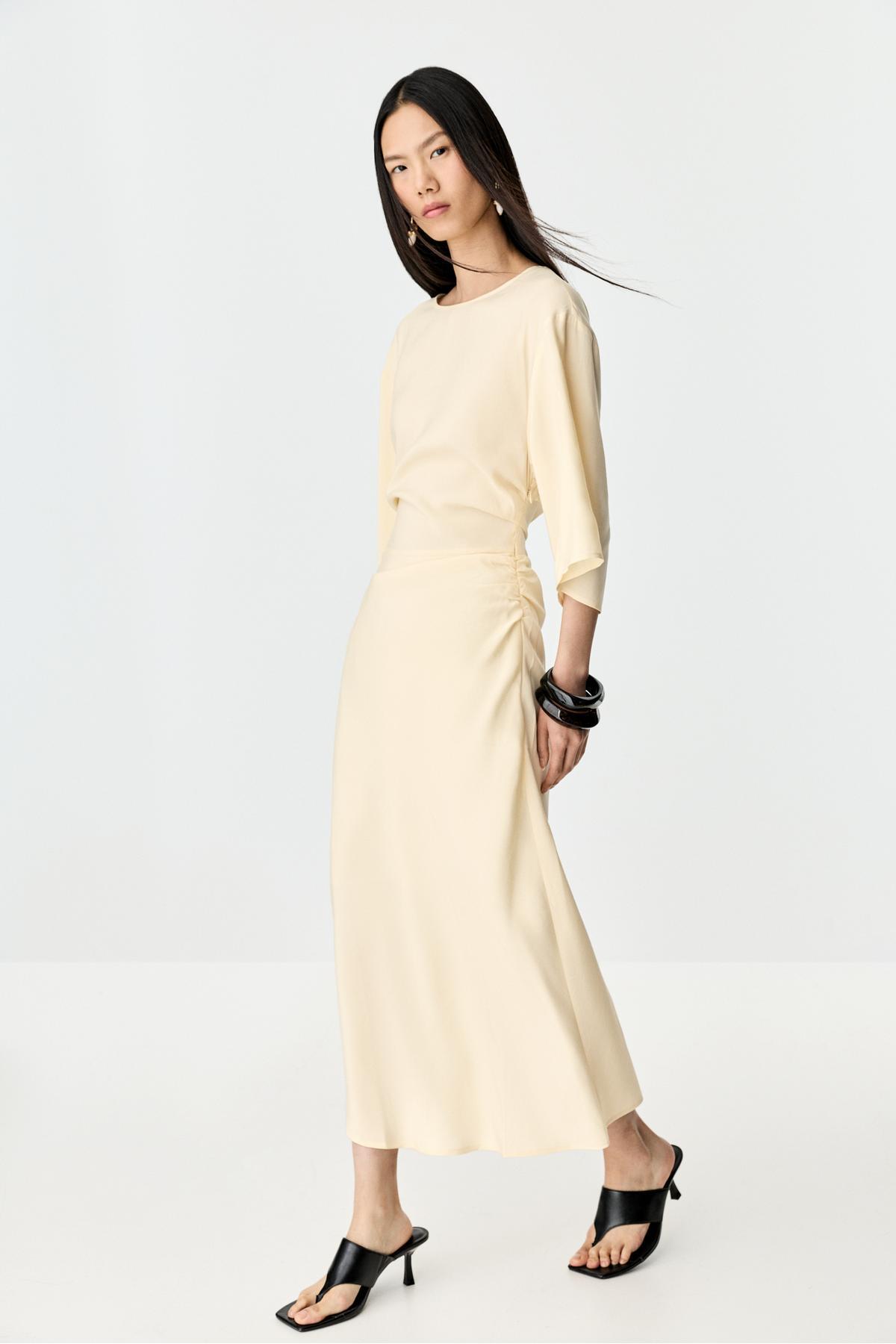 LEFTIES  Büzgülü midi elbise - Görsel 5