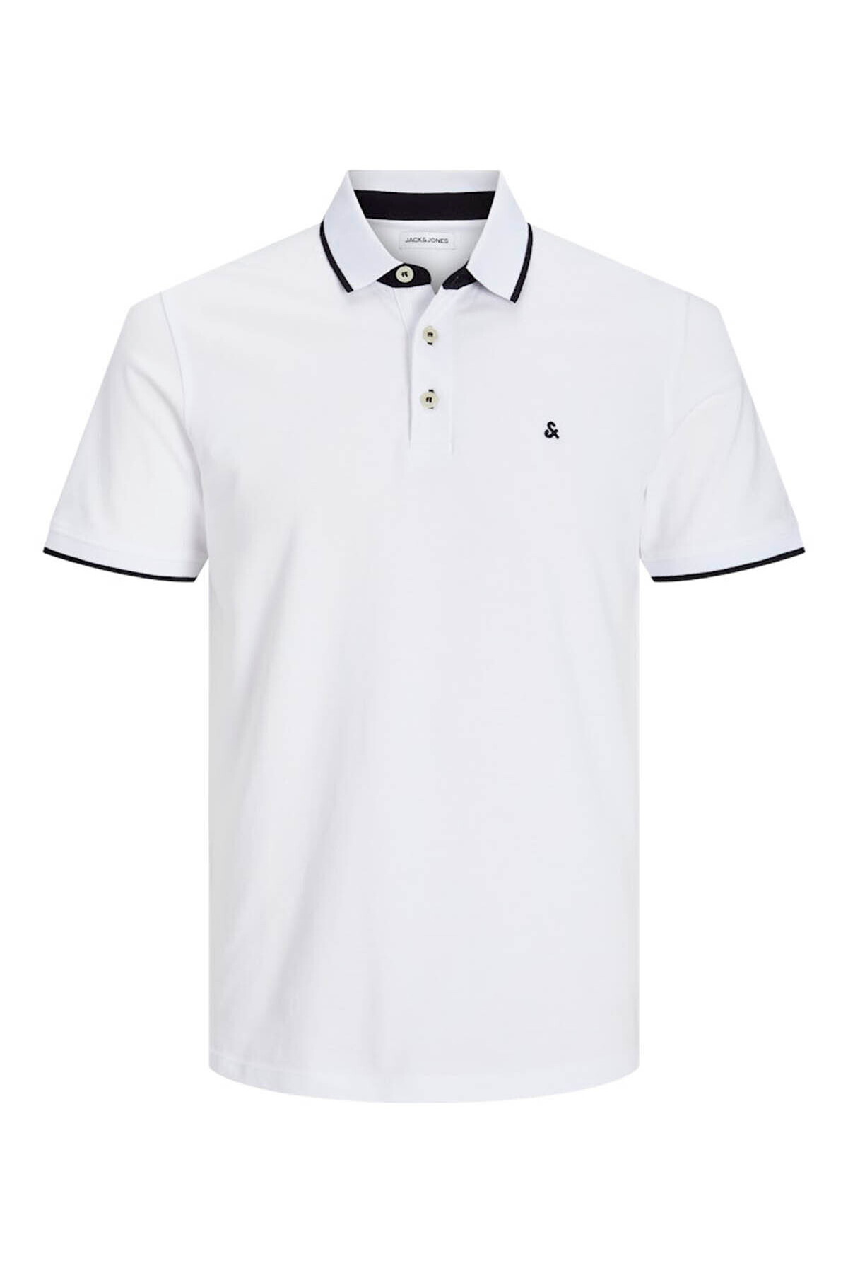 تی شرت یقه دار مردانه سفید Jjepaulos Polo Ss Noos کد 12136668 جک اند جونز پولوشرت Jack & Jones