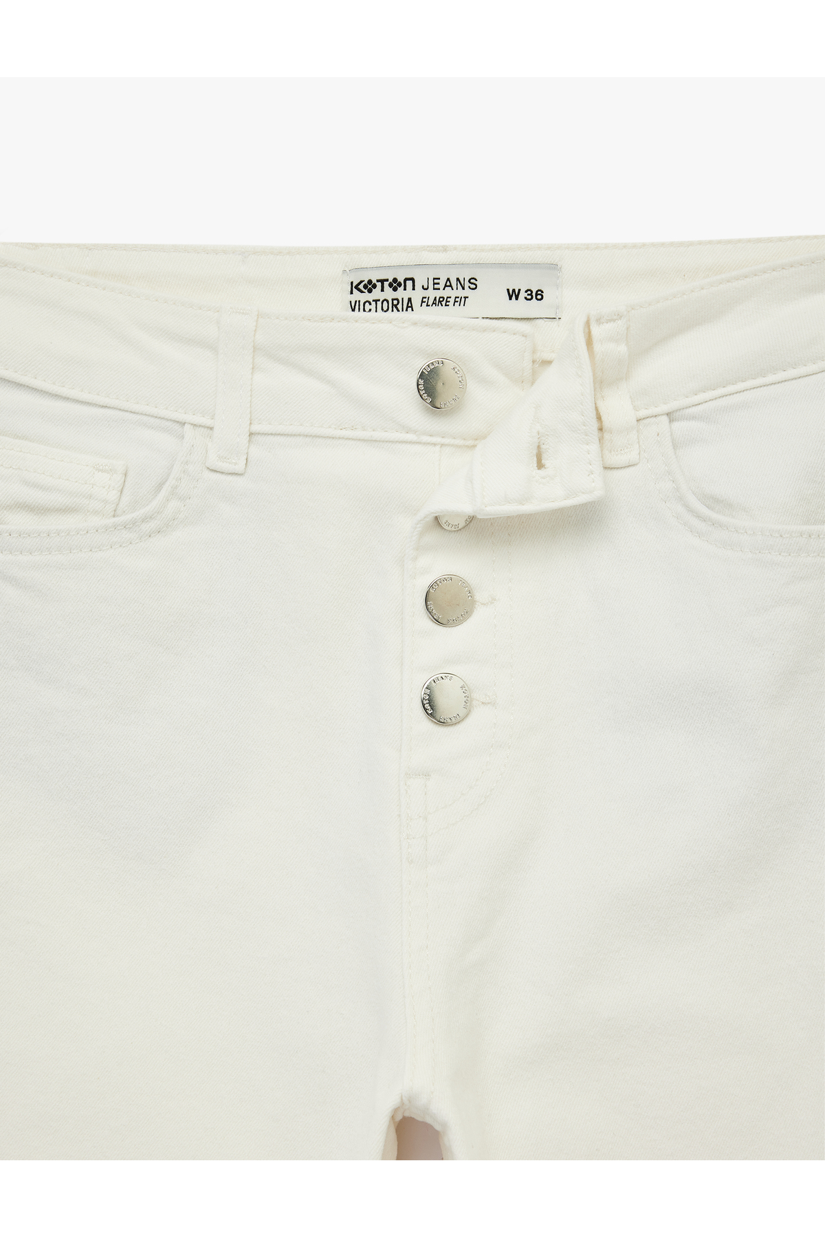 Koton  Yüksek Bel İspanyol Paça Düğmeli Jean Pantolon - Flare Jeans - Görsel 4