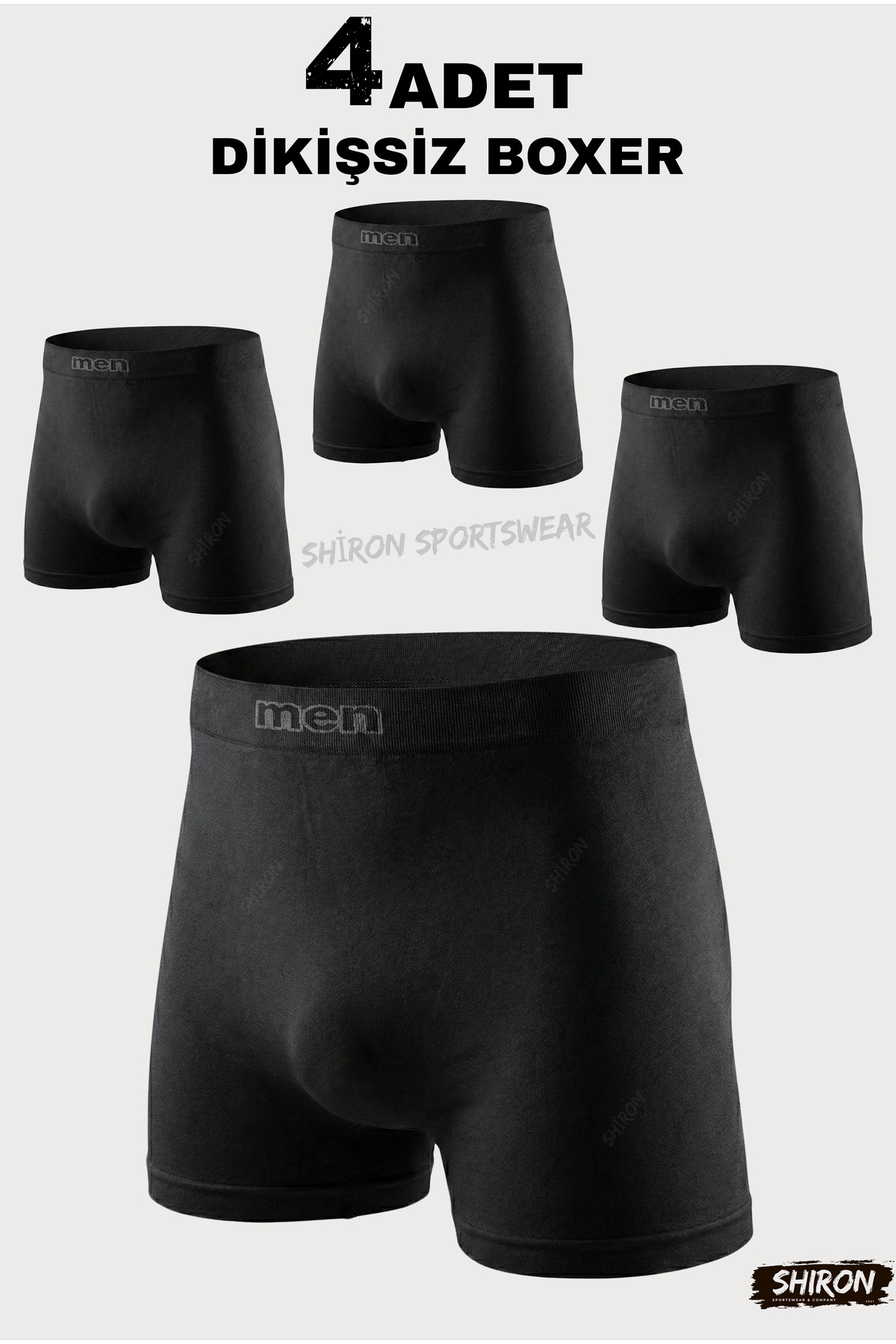 Shiron Sportswear&Company 4'lü Paket Dikişsiz Seamless Erkek Boxer - Yüksek Konfor Spor İç Giyim