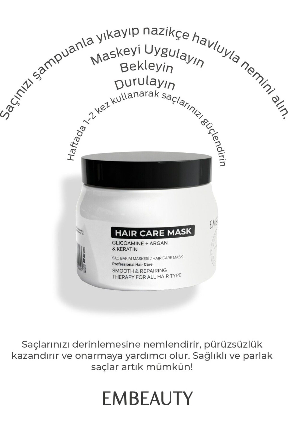 EMBEAUTY 2'Lİ SET Kolajen ve Keratin Onarıcı Besleyici Şampuan & Saç Maskesi Onarıcı Saç Bakımı — TCC547 — تصویر 5 از 6