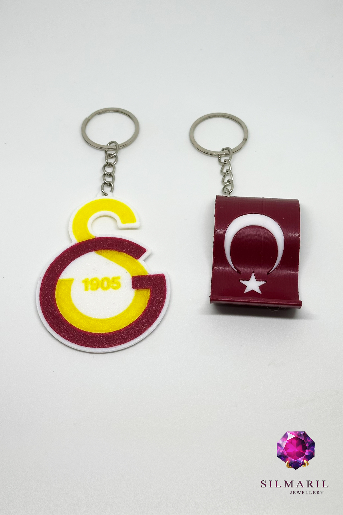 Sarı Kırmızı Taraftar Tespih Seti | Kristal Tespih + GS ve Türk Bayrağı Anahtarlık Kombin Seti — Silmaril Store — Anahtarlık (6)