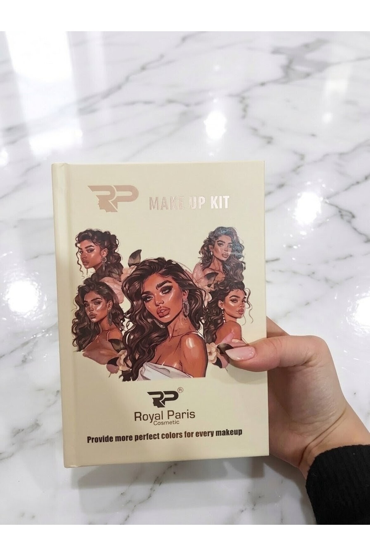 4 Katmanlı Kitap Şeklinde 43 Renkli-Katlanabilir Makyaj Paleti Seti-Kontur-Allık-Göz Farı — kitap Royal — تصویر 3 از 5
