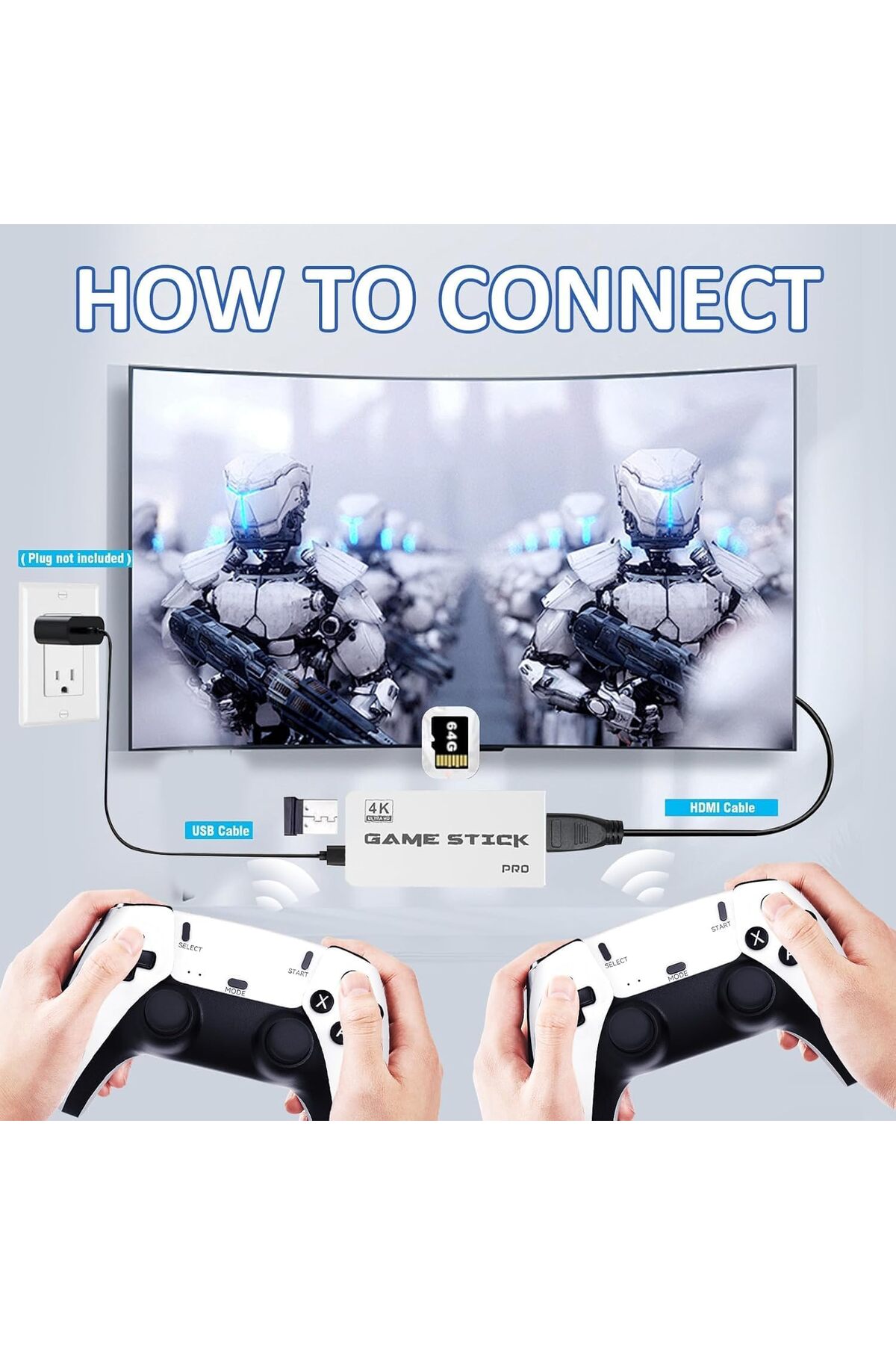 Tastech M15 PRO Game Stick Retro Oyun Konsolu 2 Kablosuz Kol 64 GB