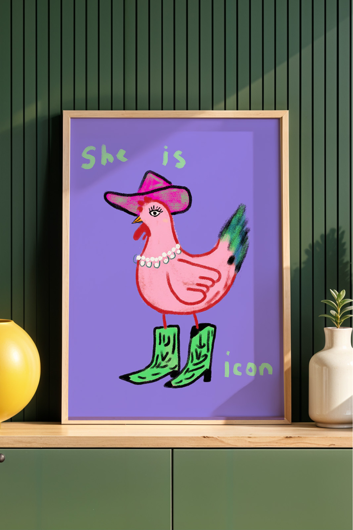 Tavuk Poster Pop Art Eğlenceli Karakter Tablo Renkli Duvar Dekoru Çerçevesiz