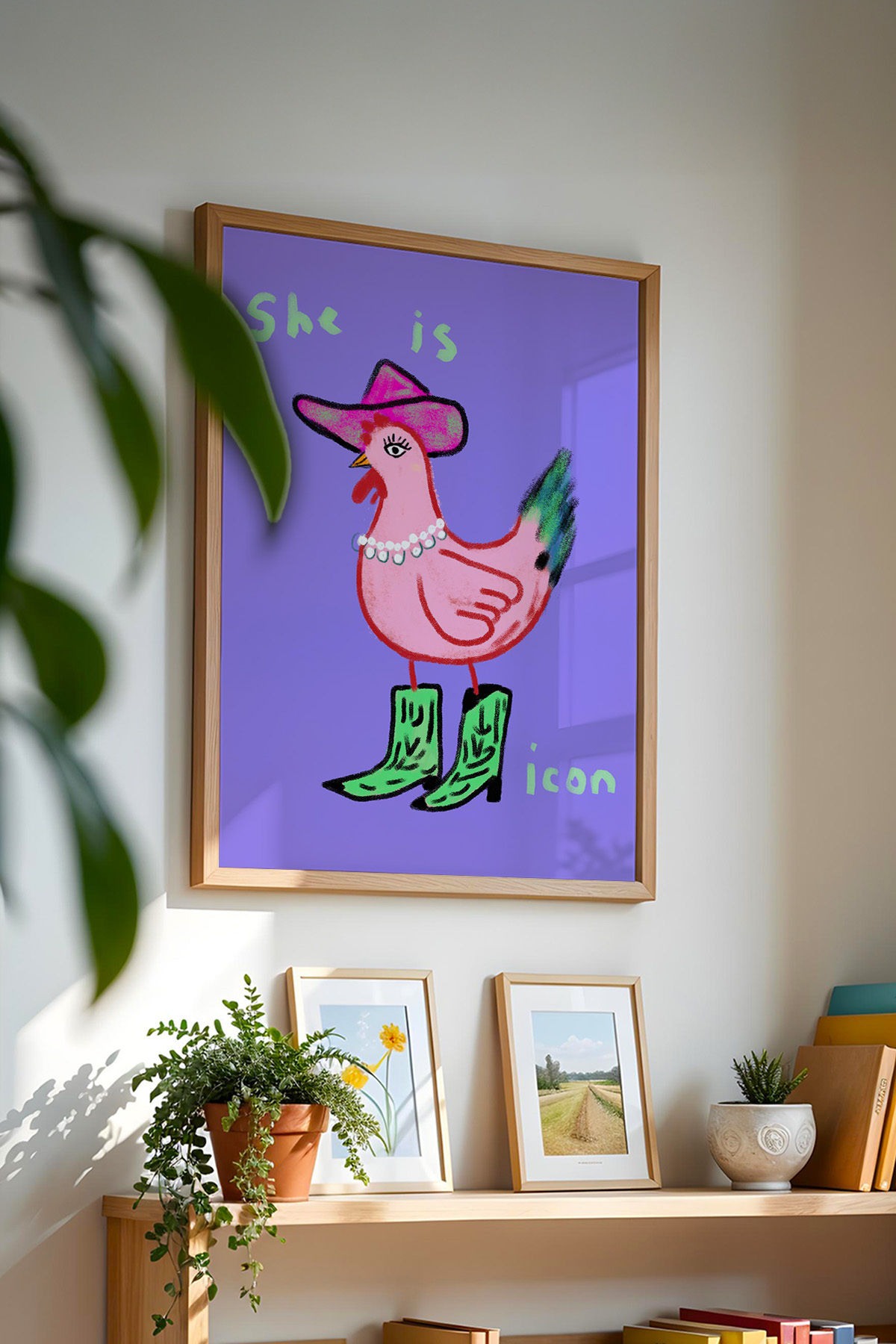 Tavuk Poster Pop Art Eğlenceli Karakter Tablo Renkli Duvar Dekoru Çerçevesiz