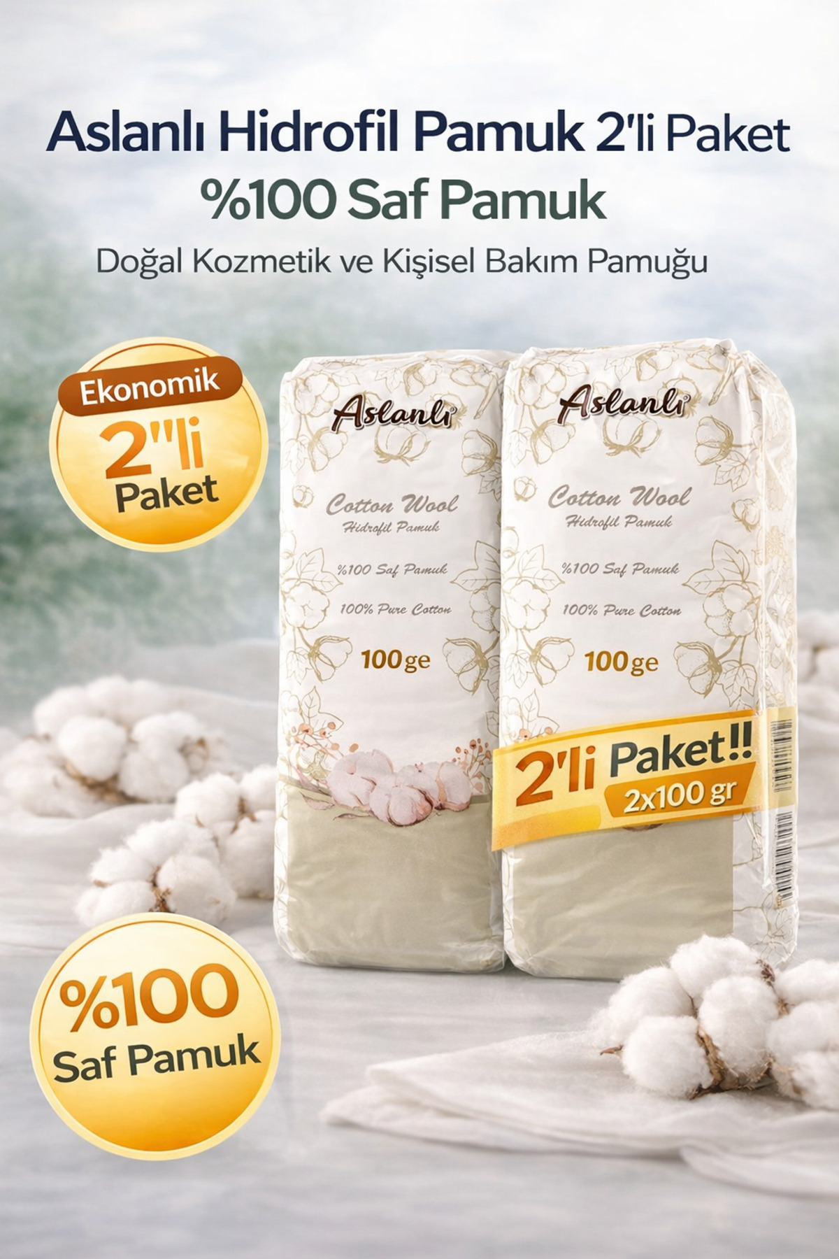 Bezos Aslanlı Hidrofil Pamuk 100 gr x 2 Adet %100 Saf Pamuk Kozmetik ve Kişisel Bakım Pamuğu - Fiyatı, Yorumları