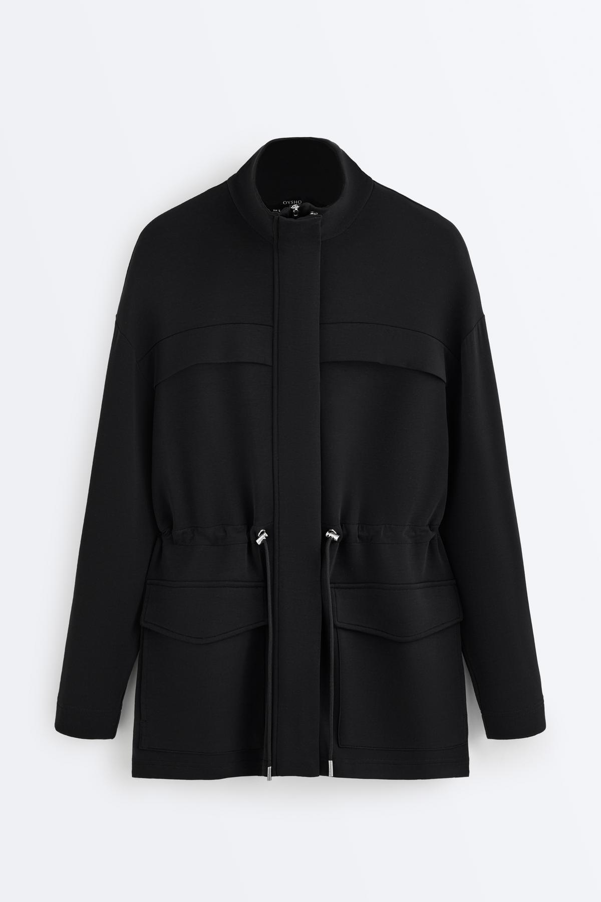 Oysho  Uzun modal ceket yumuşak dokunuşlu cepli - Görsel 7