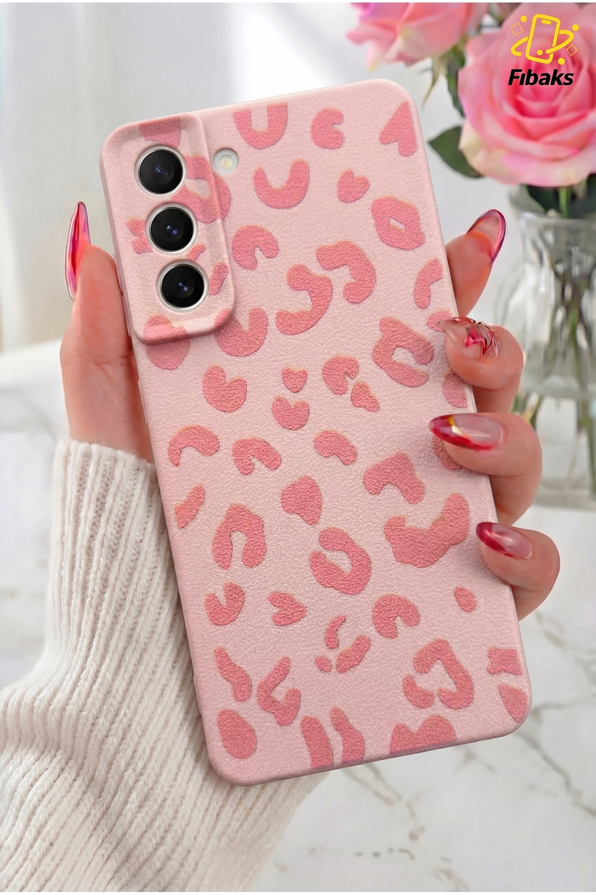 Galaxy S21 FE Case Pink Leopard Premium Slim Soft Silicone with Stylish Design