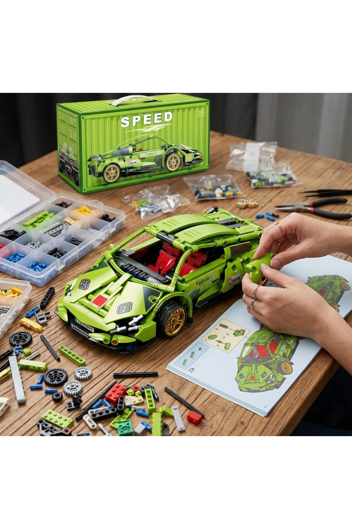 MJ TOYS Lego Lamborghini Revuelto Yarış Arabası Lego Araba Yapı