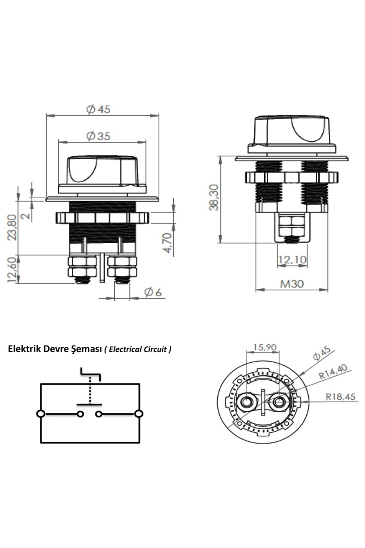 SKAUTO Mini Akü Devre Kesici Şalter Ip56 - 12/24v 100a - Fiyatı