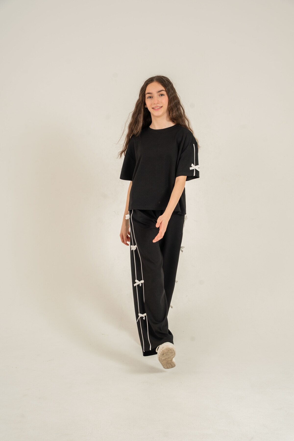 Top Sleeves Bowknot Bottom Bowknot Soft Textured-Comfort Fabric Girls Bottom Top Tracksuit