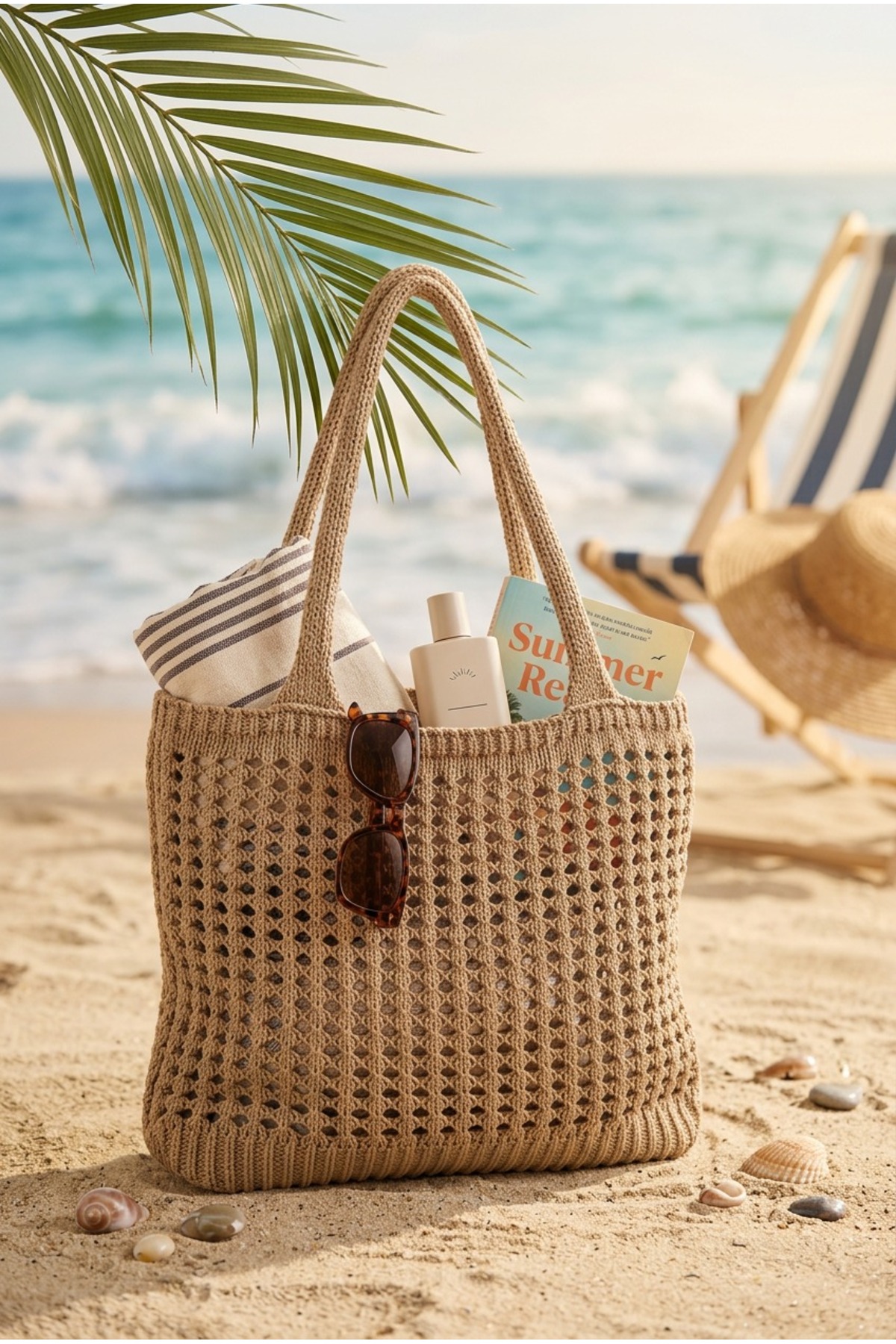 Baguar Women's Camel Color Straw Large Size Beach & Daily Use Bag