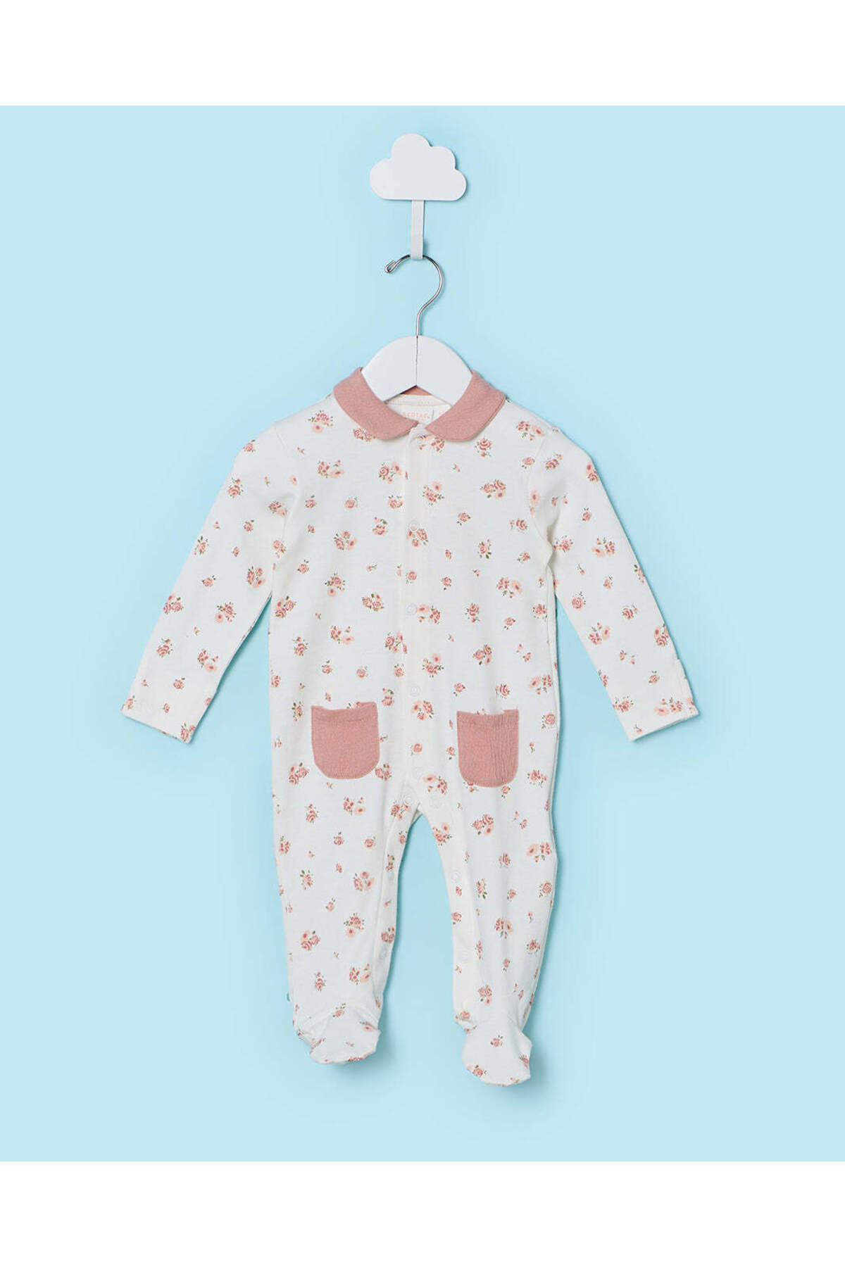 REDTAG Baby Ivory Printed Sleepsuit