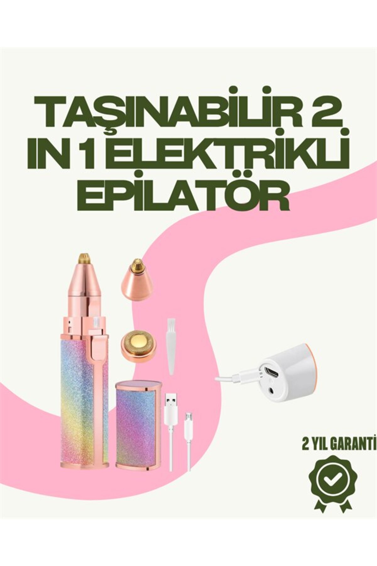 Lumina Whisper 8000 RPM Taşınabilir Epilatör – Kaş Düzeltici ve Dudak Epilatörlü Pille Ça - LUM1NA2912-6 — LUM1NA2912-6373