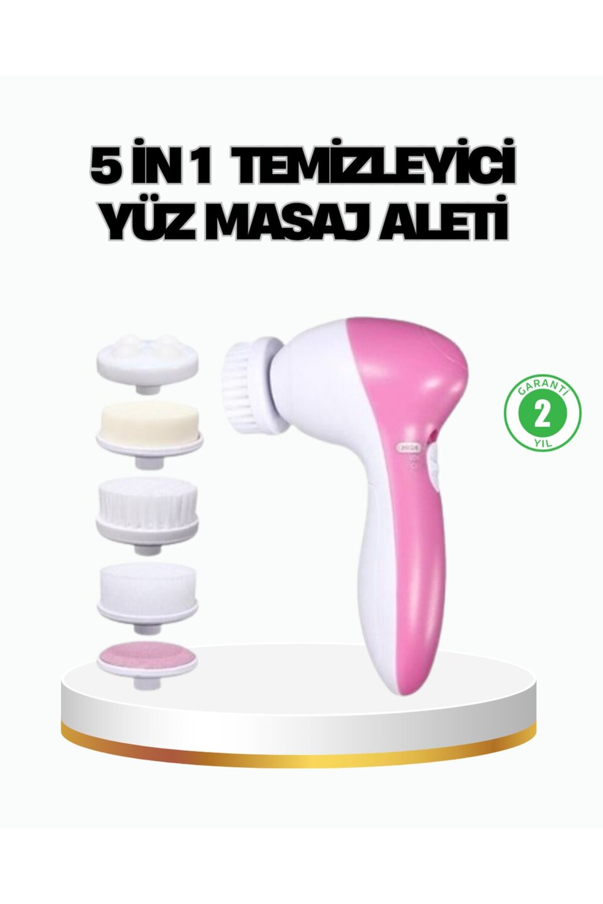 5’i 1 Arada Yüz Temizleme Cihazı – Masaj Fırça Peeling ve Krem Uygulama Aparatlı