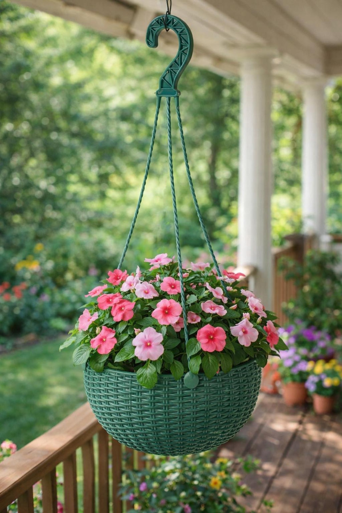 Hanging Flower Pot Rattan Look Plastic Flower Pot 18cm Length:54cm AH163
