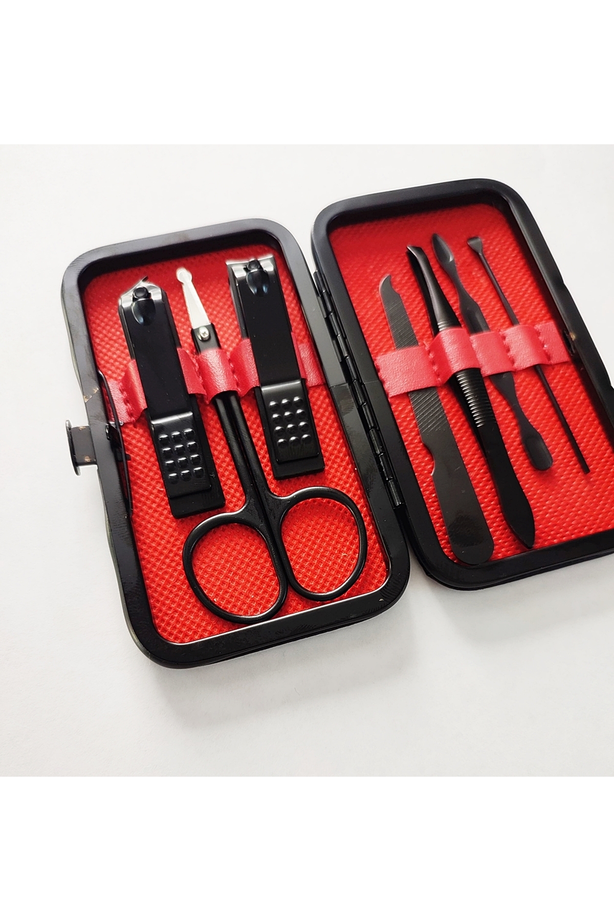 Çantalı Manikür Pedikür Seti 7 Parça El Ayak Tırnak Bakımı Tırnak Makası Profesyonel Full Set Siyah — b.kıl almalı 7li siyah _EY_