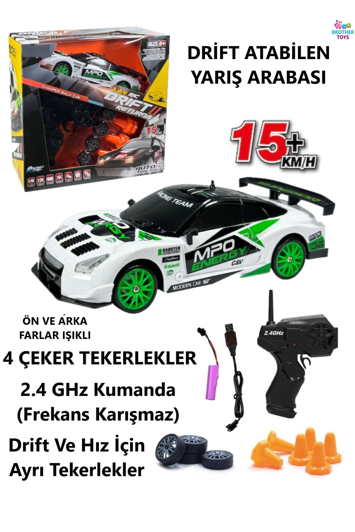 Brother Toys 15 Km/H Hız Yarış Arabası Şarjlı 2.4 Ghz Uzaktan