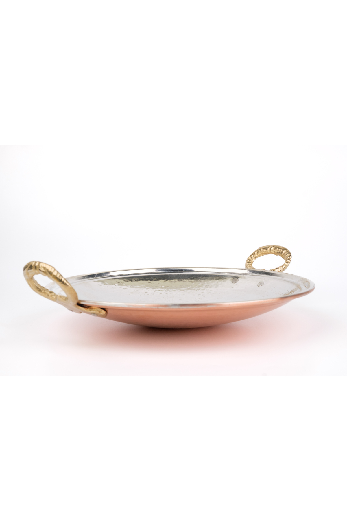 Copper 20 cm Hand Tattoo Hair Pan - Frying Pan - Tinned Egg and Roasting Pan with Brass Handle