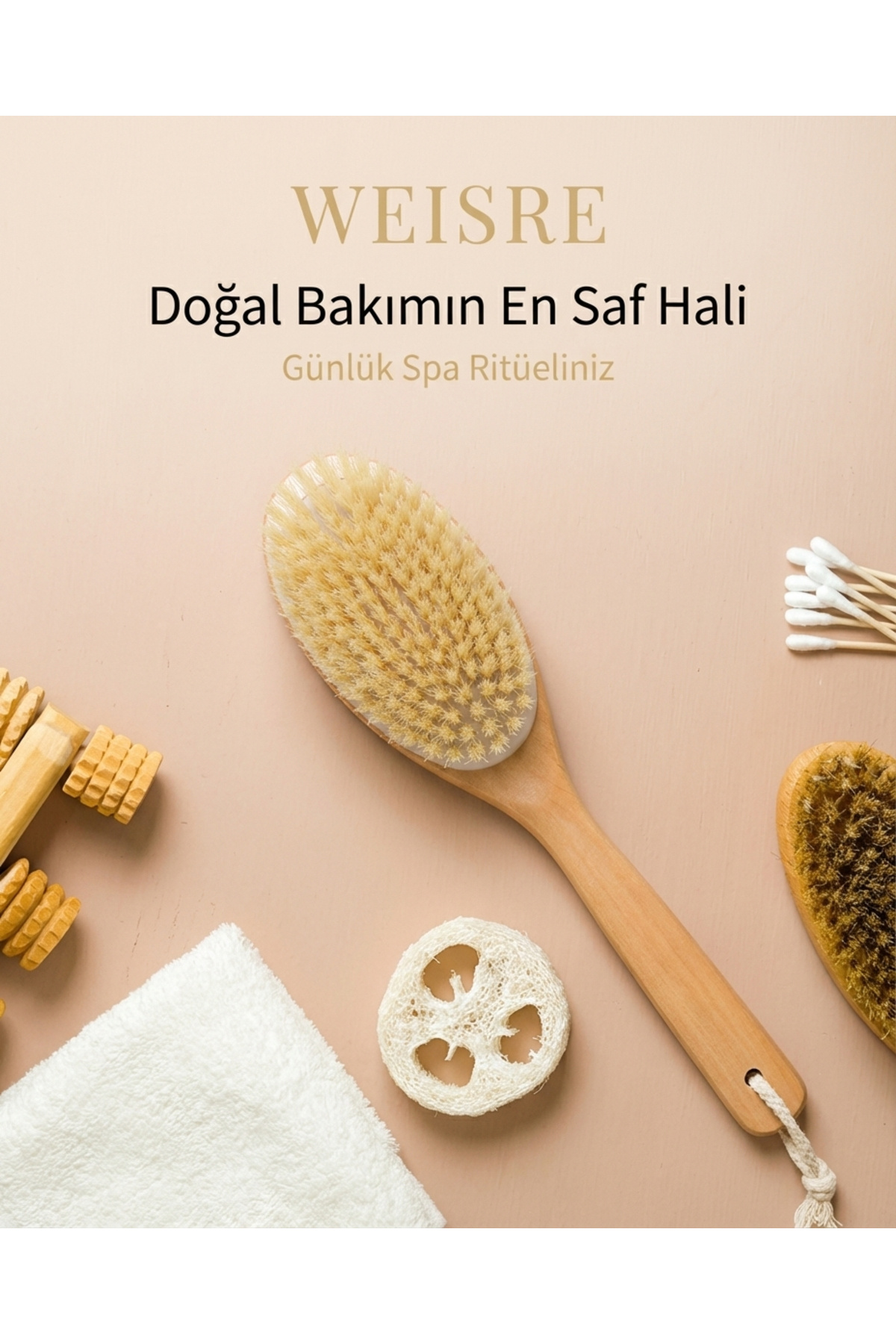 Doğal Kıl Vücut Fırçası Seti Uzun Saplı ve El Tipi Kuru Fırçalama Selülit Masaj Fırçası — MJGN73WSR — تصویر 9 از 9