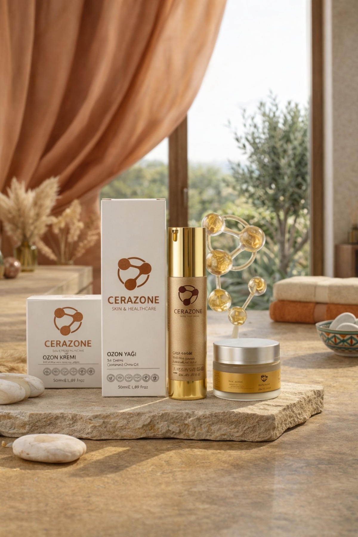 Onarıcı ve Yenileyici Ozon Bakım Seti - Saf Ozon Yağı &amp; Ozon Kremi 2 x 50 ml